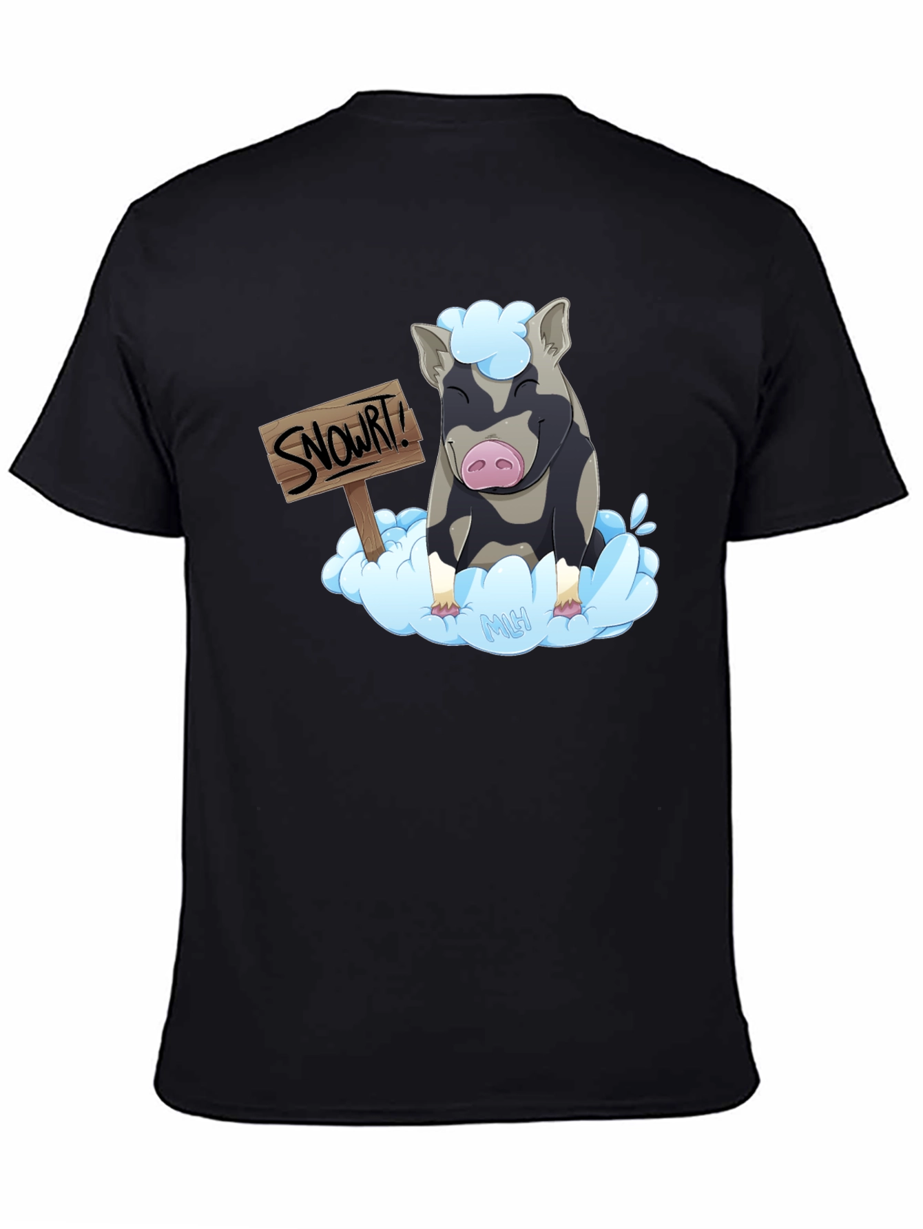 Black Snort! Pig Cloud T-Shirt - Men's Graphic Tee view 4