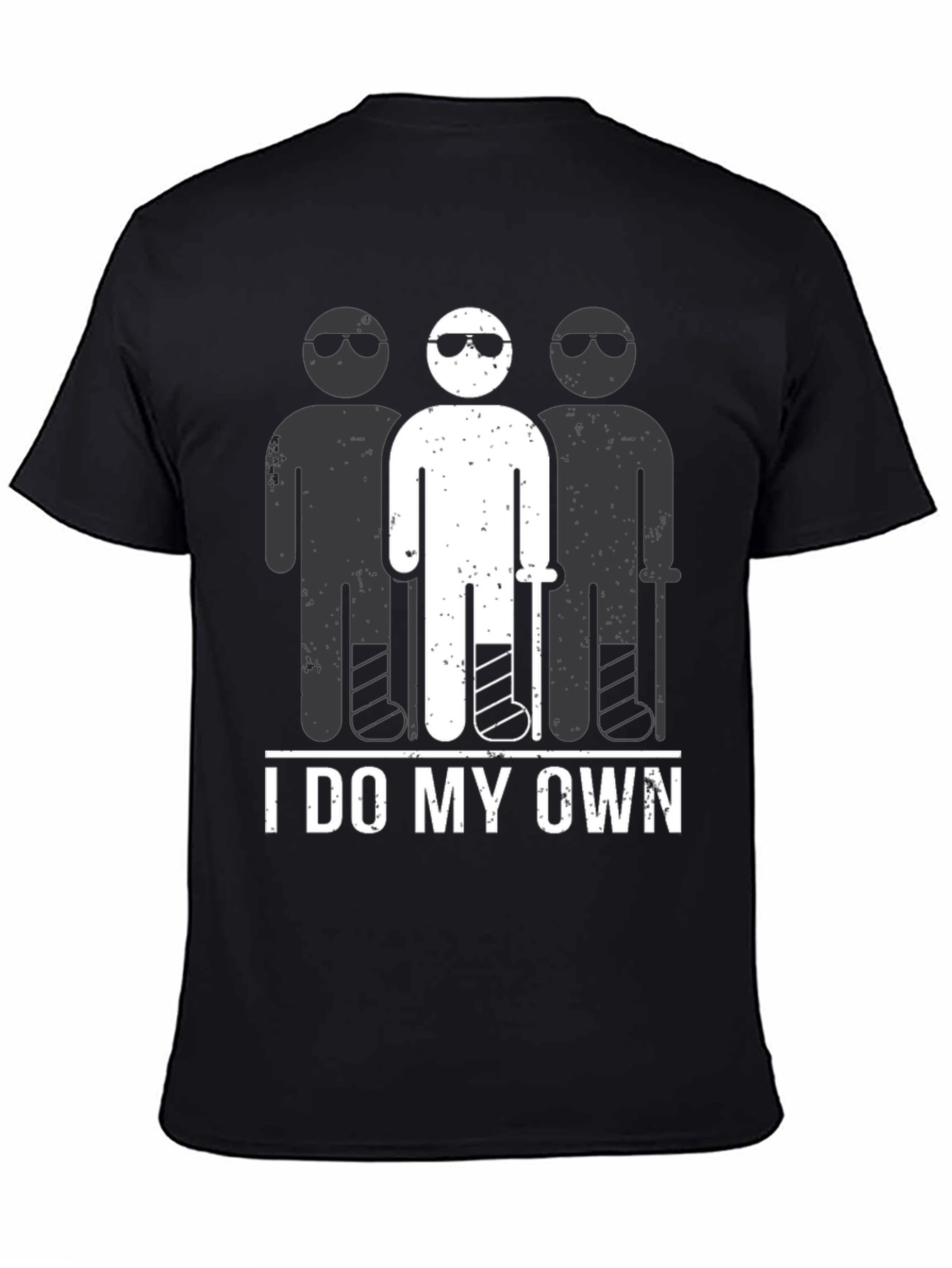 Black I Do My Own Stunts T-Shirt Funny Broken Leg view 4