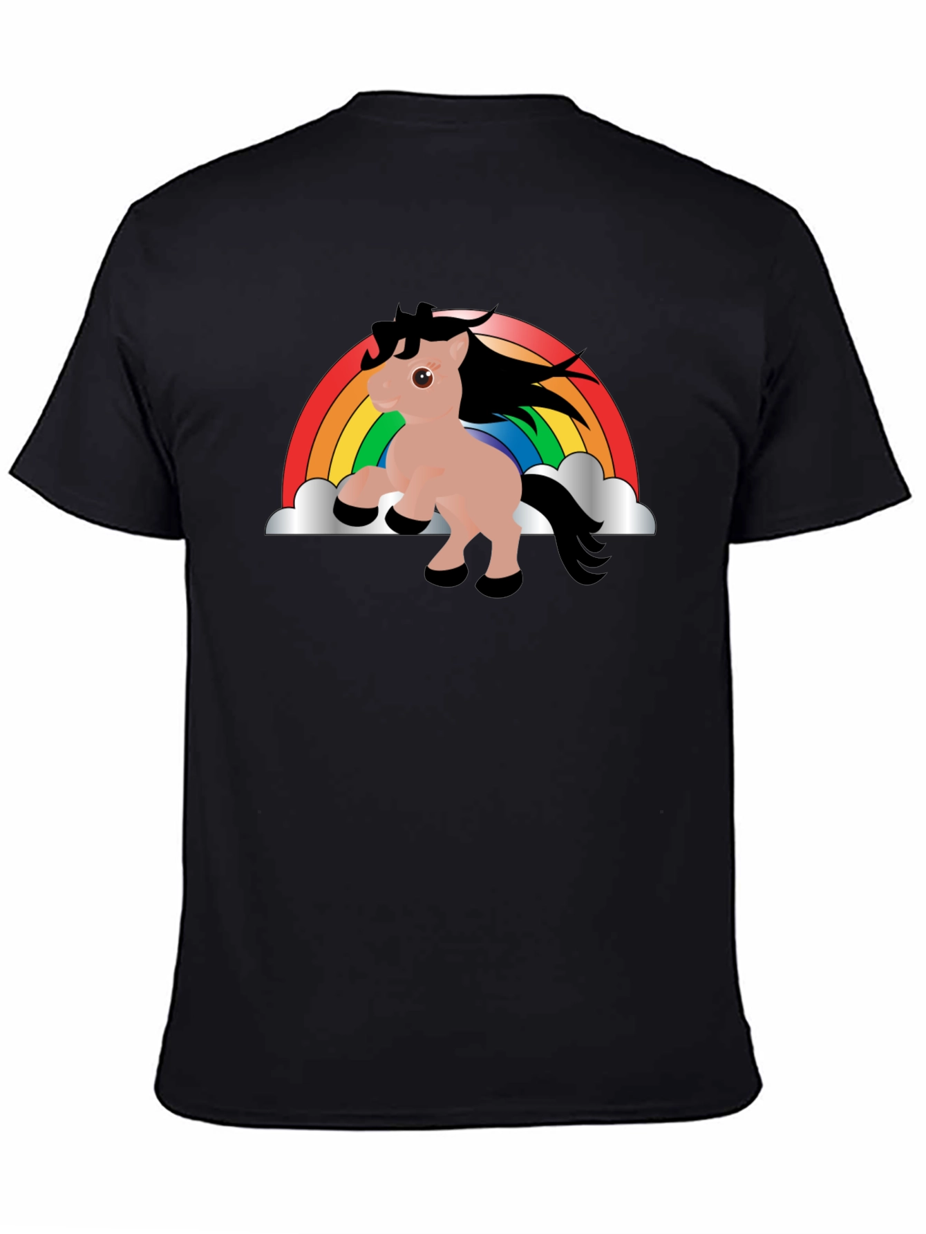 Black Rainbow Unicorn T-Shirt - Black Cotton Tee view 4
