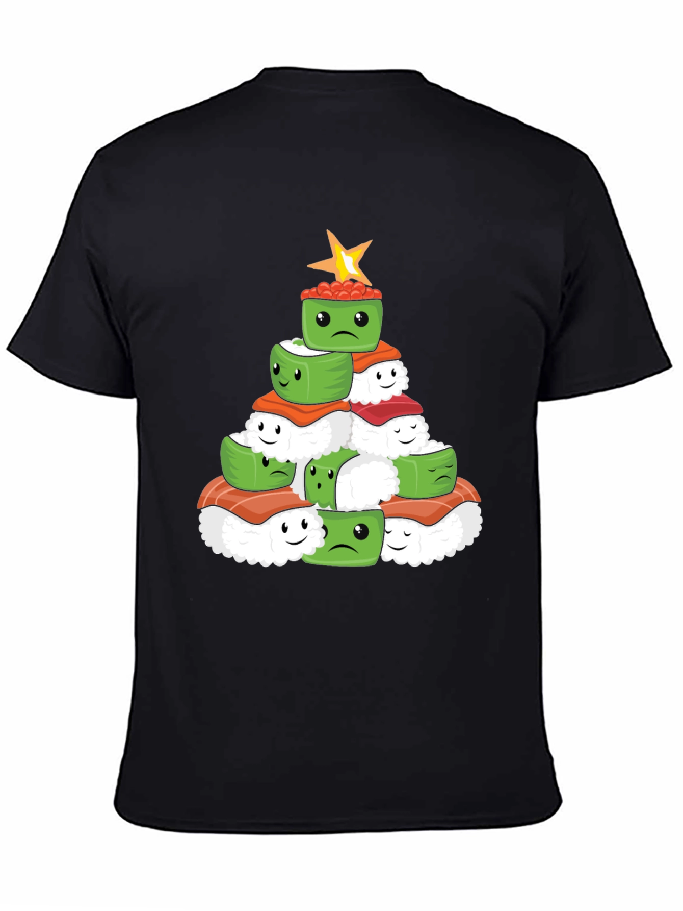 Black Sushi Christmas Tree Graphic Tee - Holiday Apparel view 4
