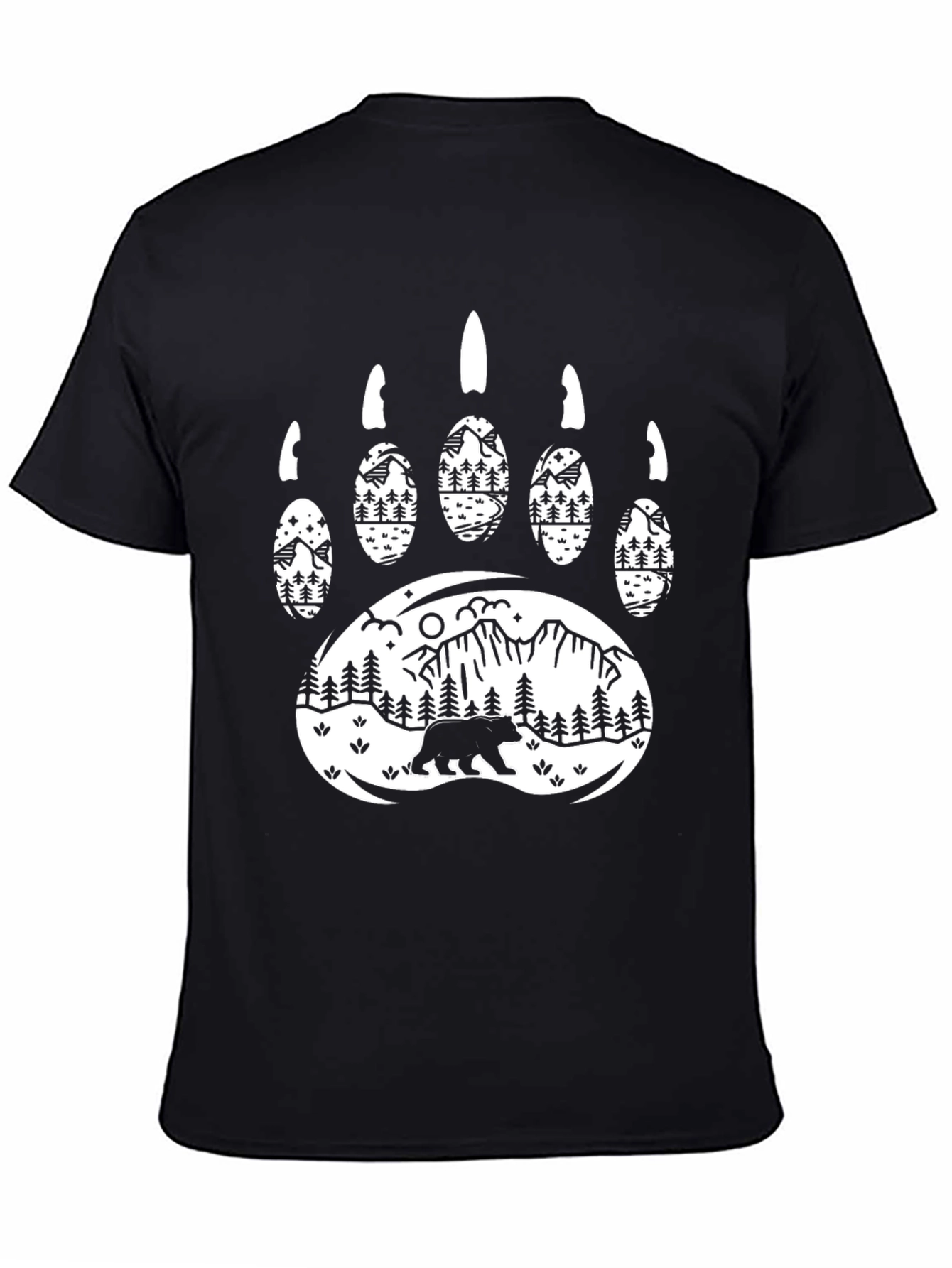 Black Bear Paw Mountain Scene Graphic Tee view 4