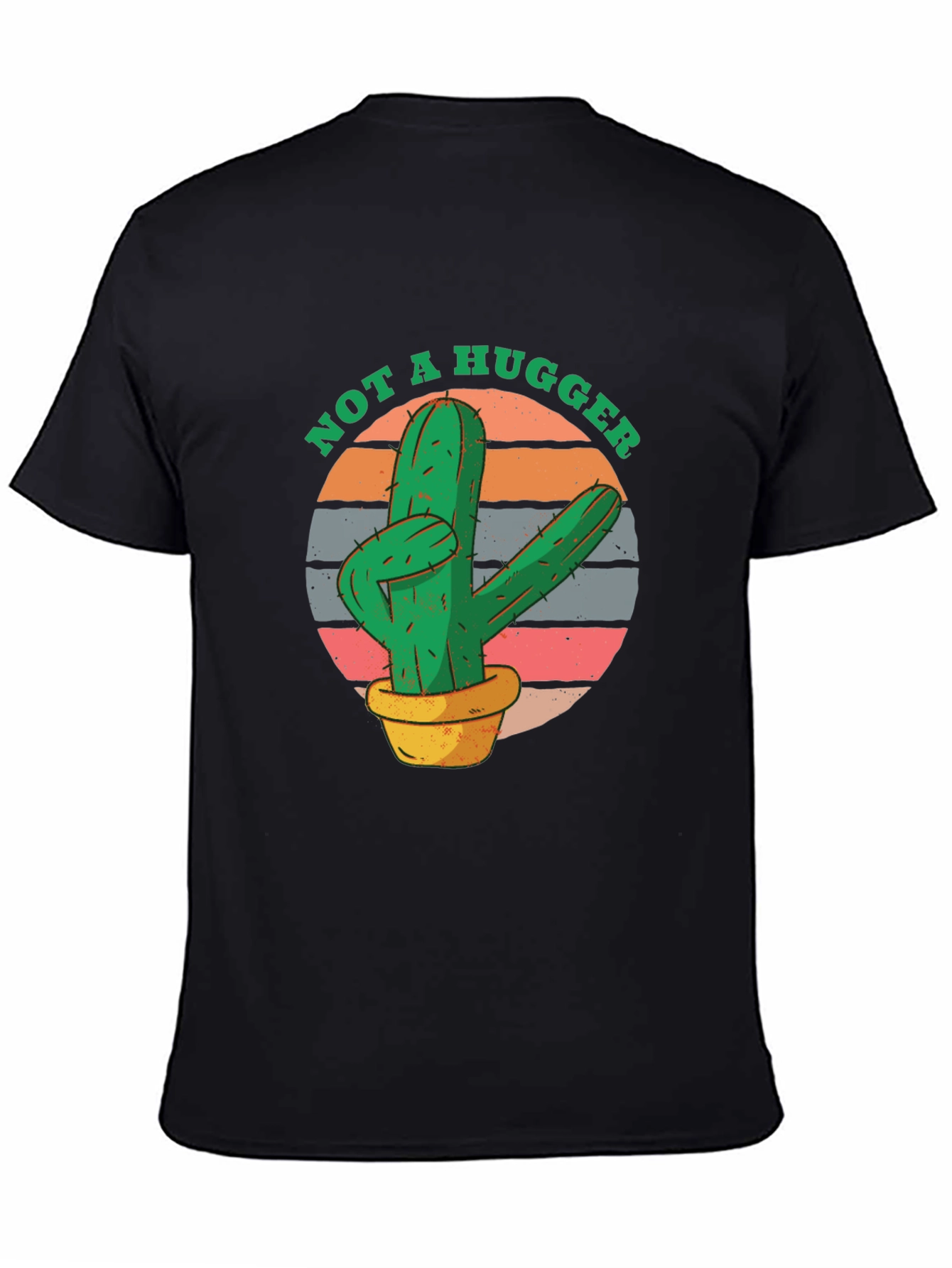 Black Not A Hugger Cactus Graphic Tee - Unisex Black T-Shirt view 4