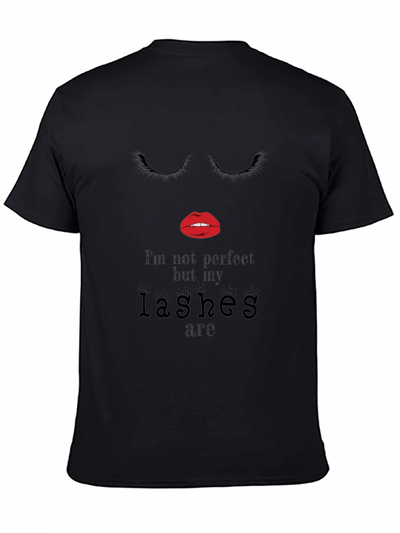 Black Womens Fashion Eyelashes Graphic Tee view 4