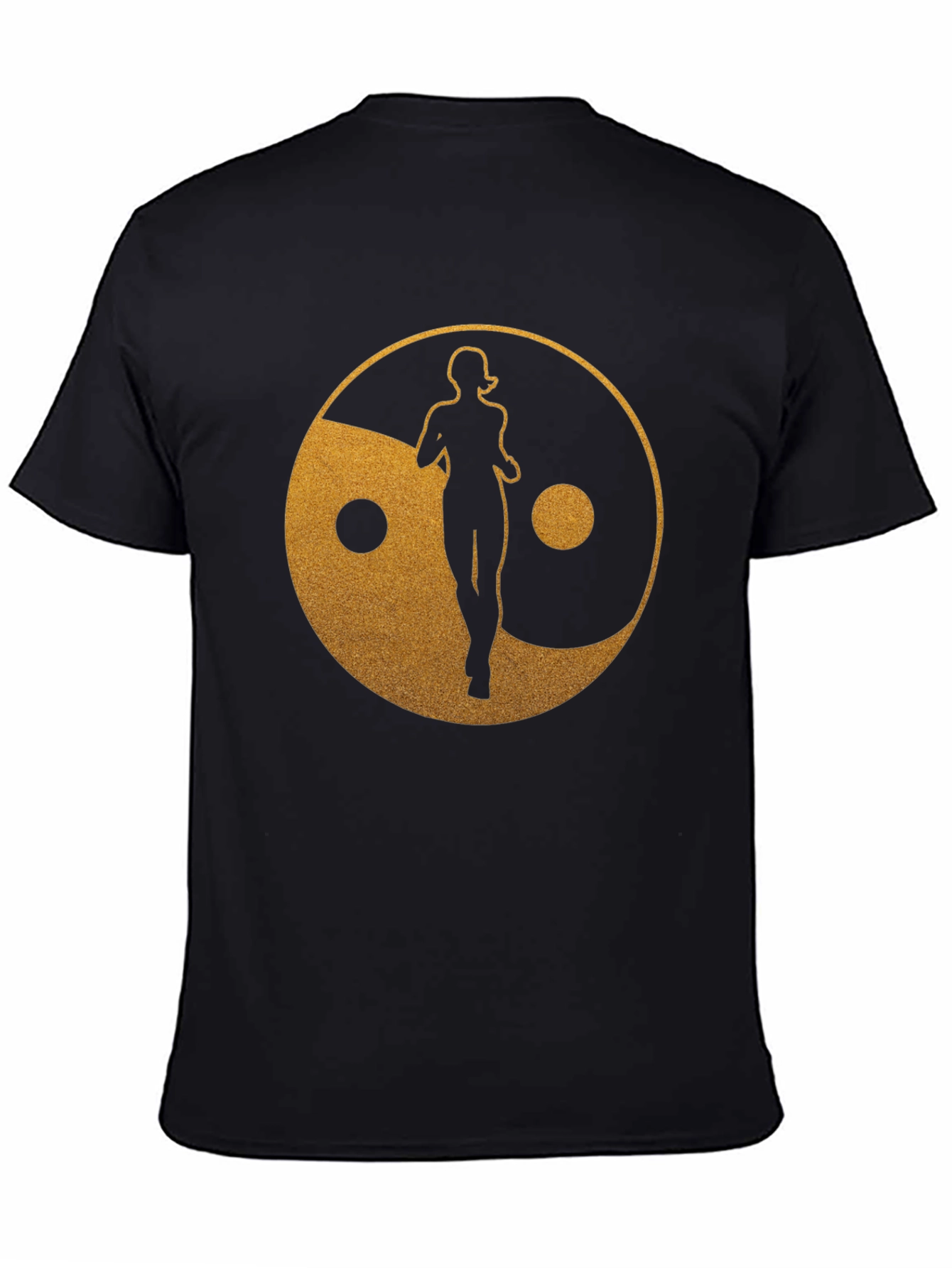 Black Yin Yang Runner Graphic Tee - Black view 4