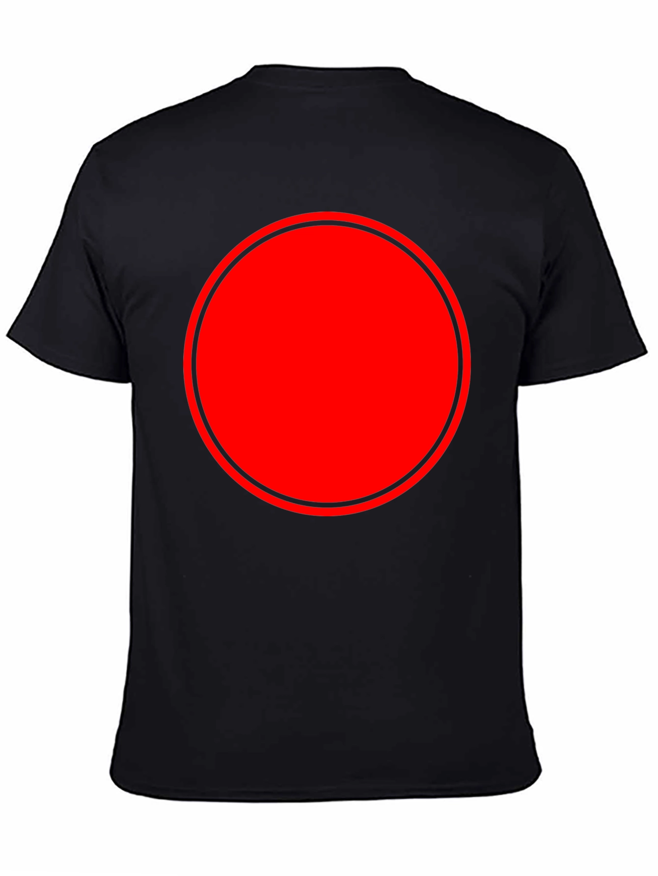 Black Modern Red Circle Graphic Black T-Shirt view 4