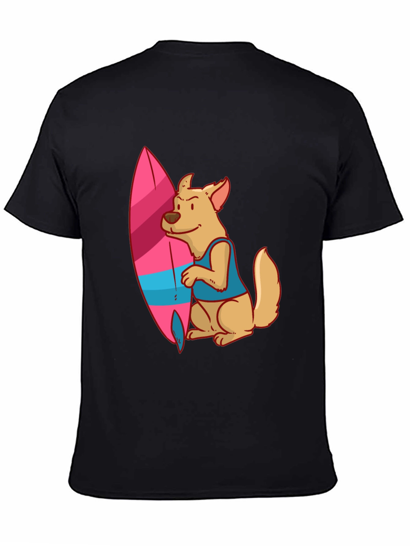 Black Dog Surfer Graphic Tee - Casual Black T-Shirt view 4