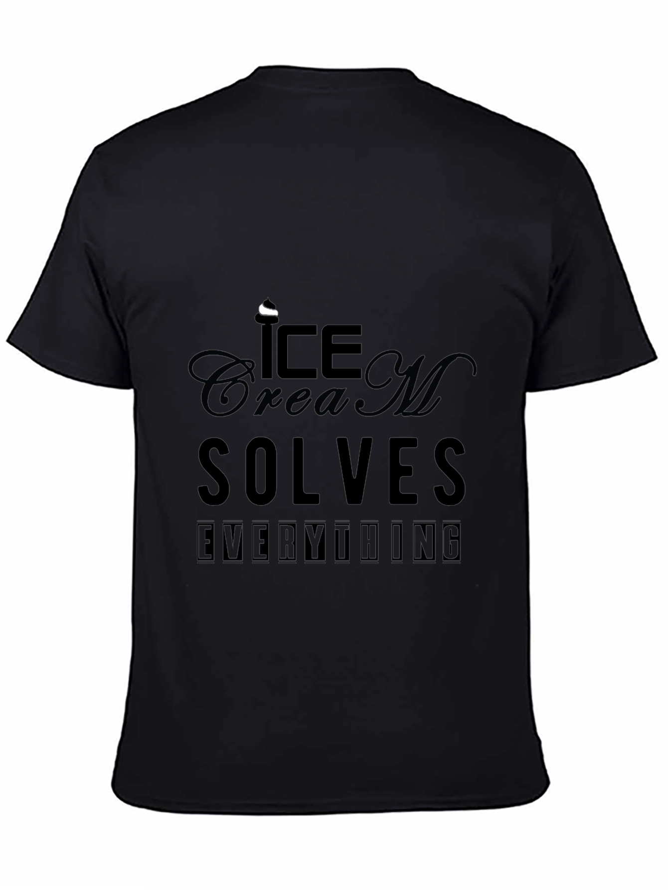 Black Ice Cream Solves Everything Graphic Tee - Black view 4