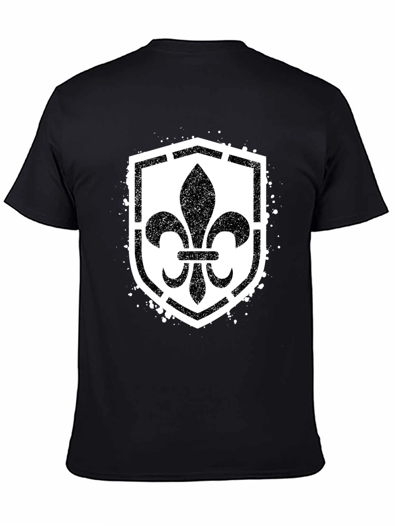 Black Fleur-de-Lis Shield Graphic T-Shirt - Black view 4