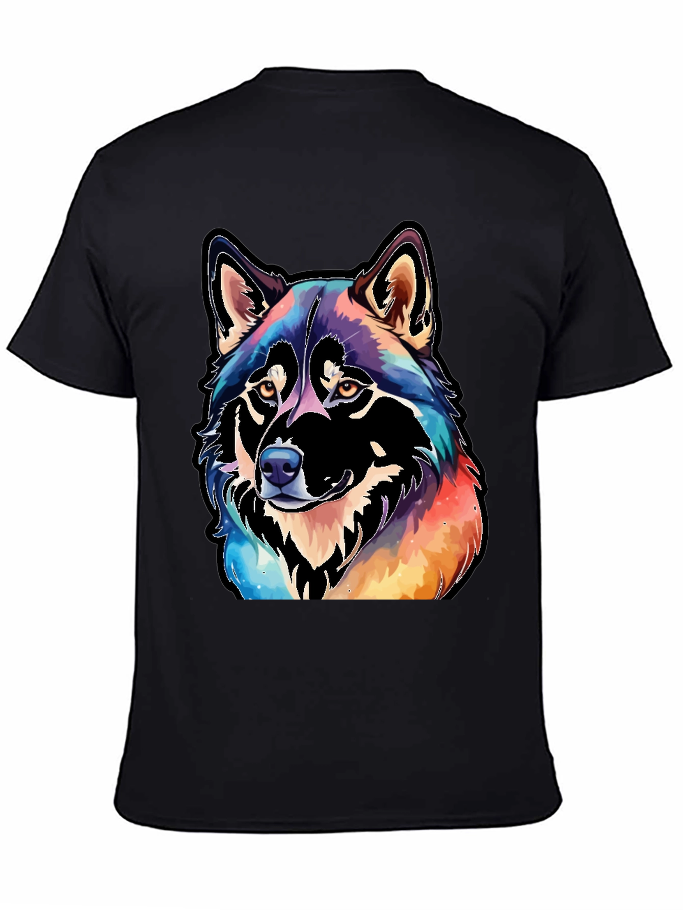 Black Watercolor Wolf Graphic Tee - Black view 4
