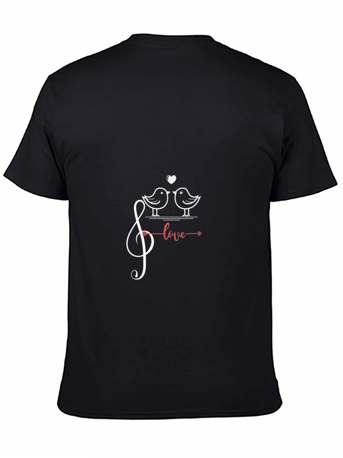 Black Love Birds Music Tee - Stylish Graphic T-Shirt view 4