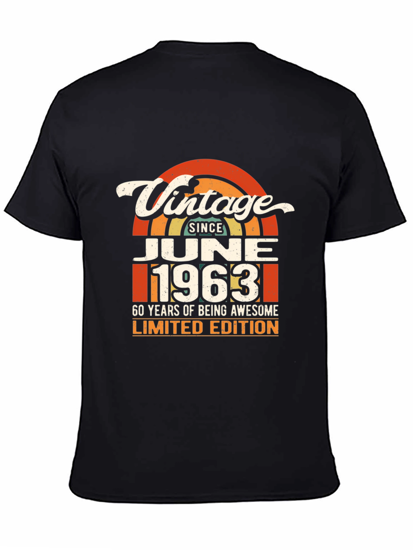 Black Vintage June 1963 Limited Edition 60th Birthday T-Shirt view 4