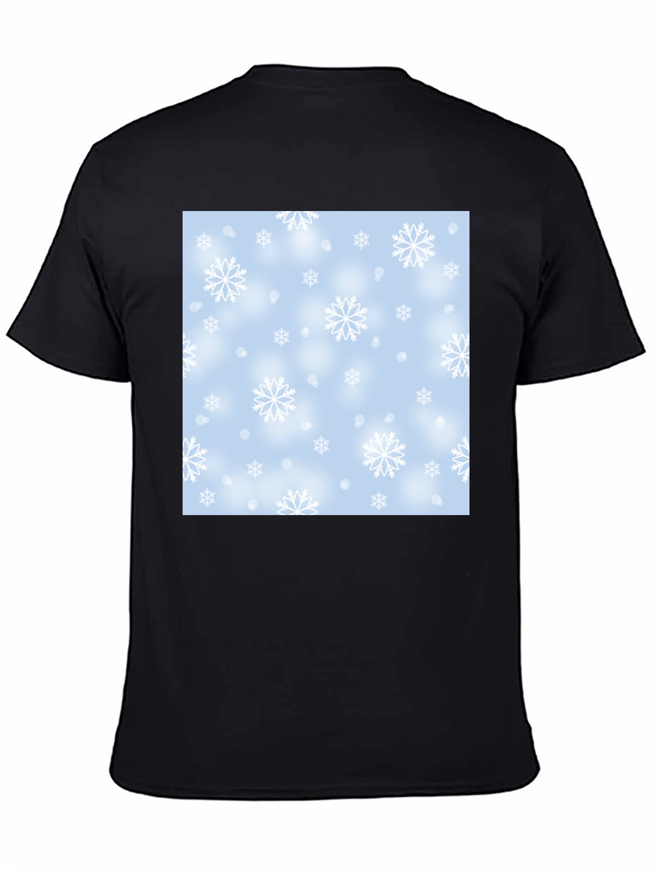 Black Winter Snowflake Pattern T-Shirt view 4