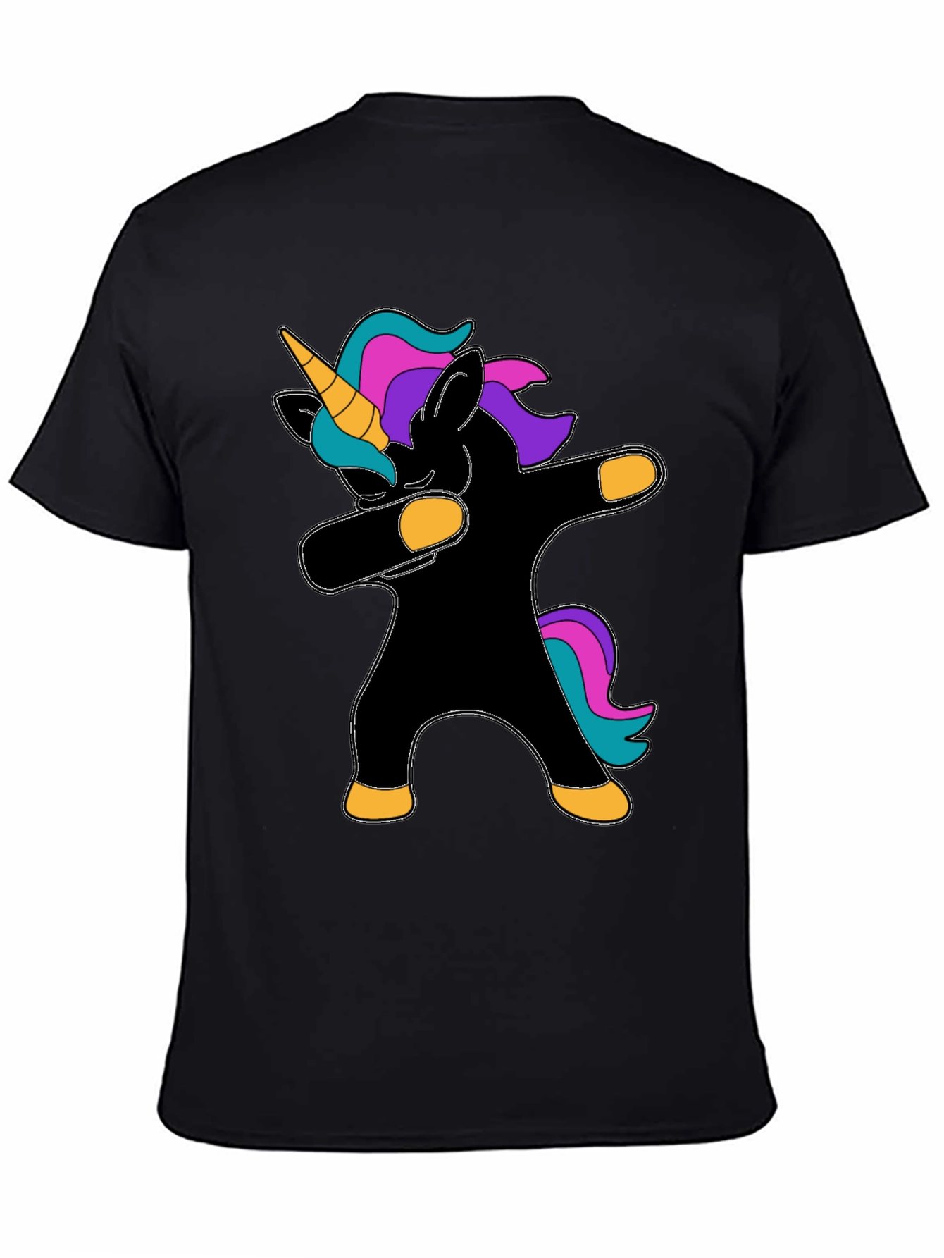 Dabbing Unicorn Graphic Tee - Black Cotton T-Shirt - 4