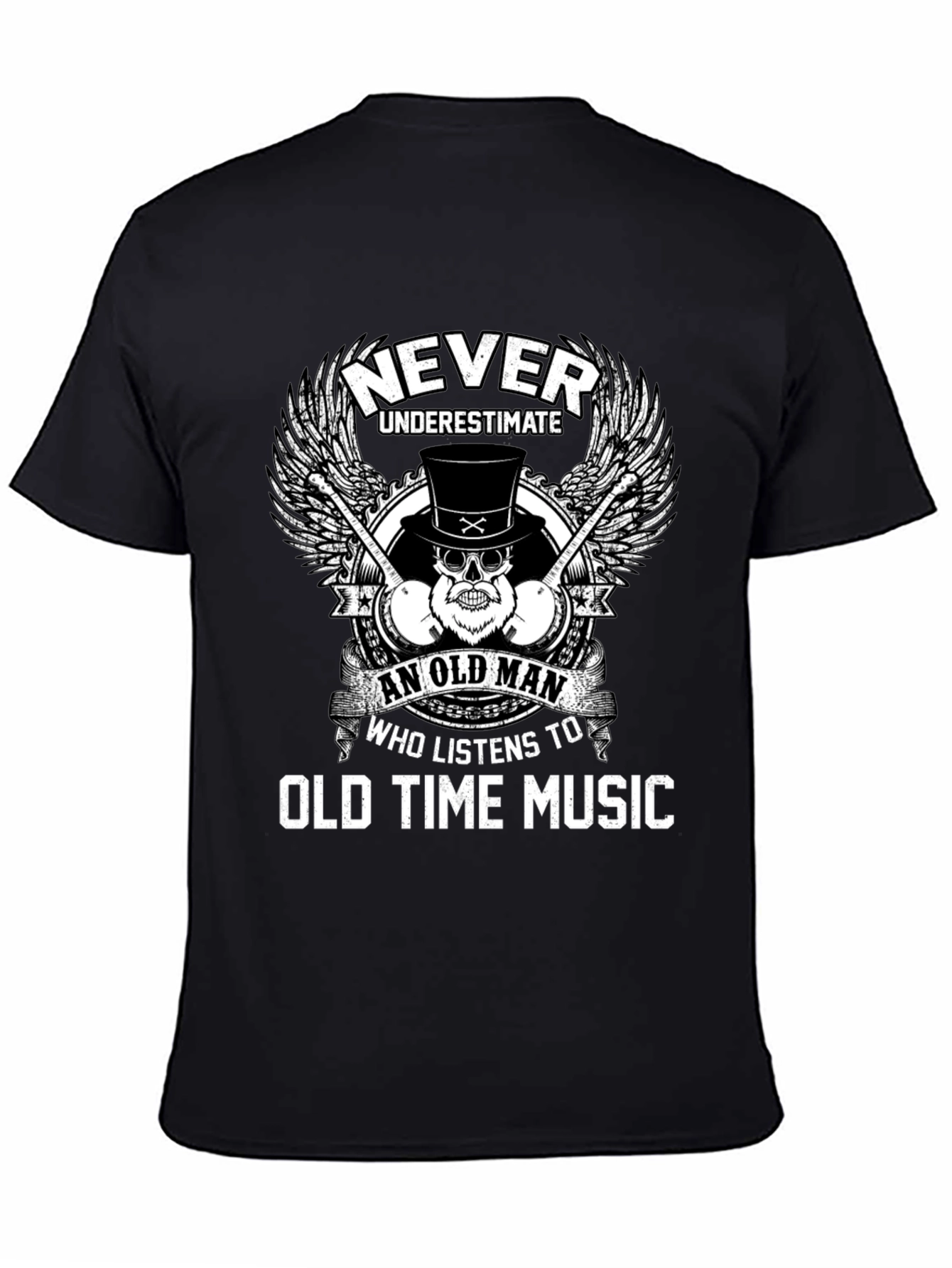 Black Never Underestimate Old Time Music Lover Tee view 4