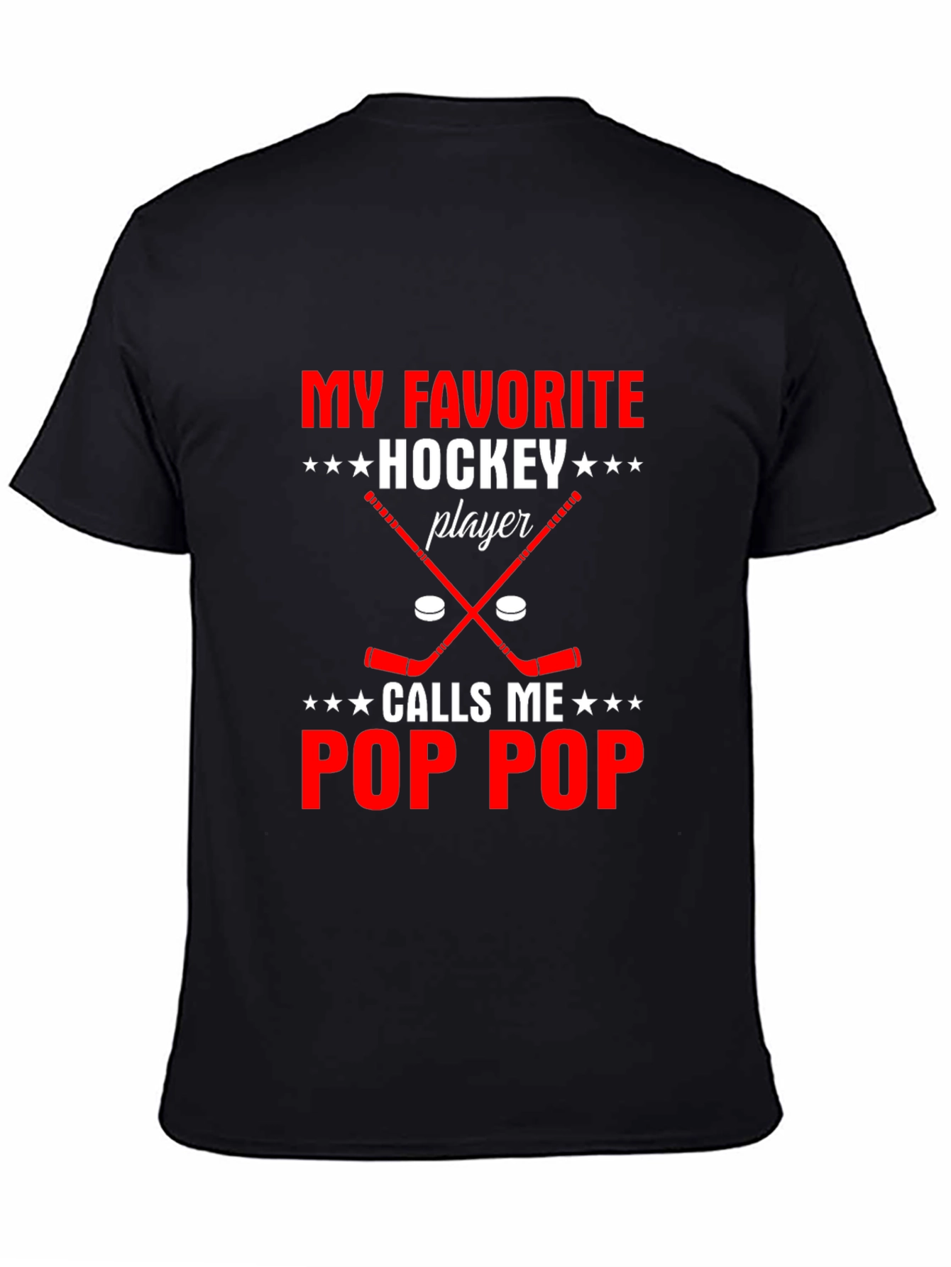 Black My Favorite Hockey Player Calls Me Pop Pop T-Shirt view 4