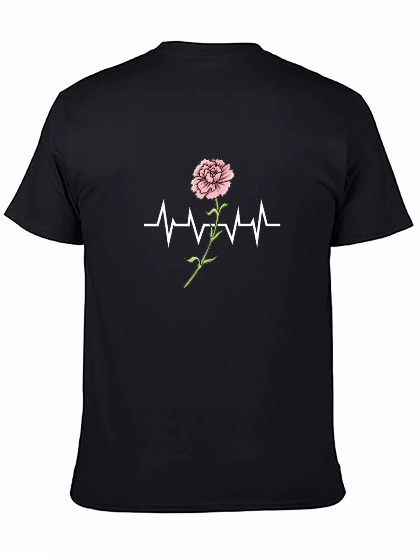 Black Floral Heartbeat T-Shirt - Love & Life Design view 4
