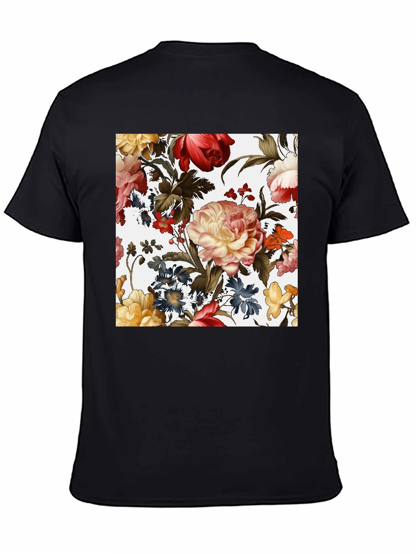 Black Floral Print Black T-Shirt view 4