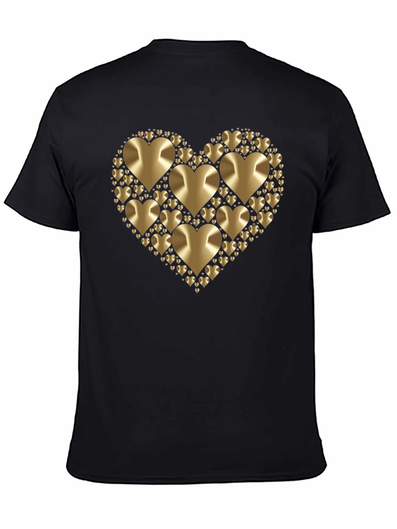 Black Golden Heart Graphic Black T-Shirt view 4