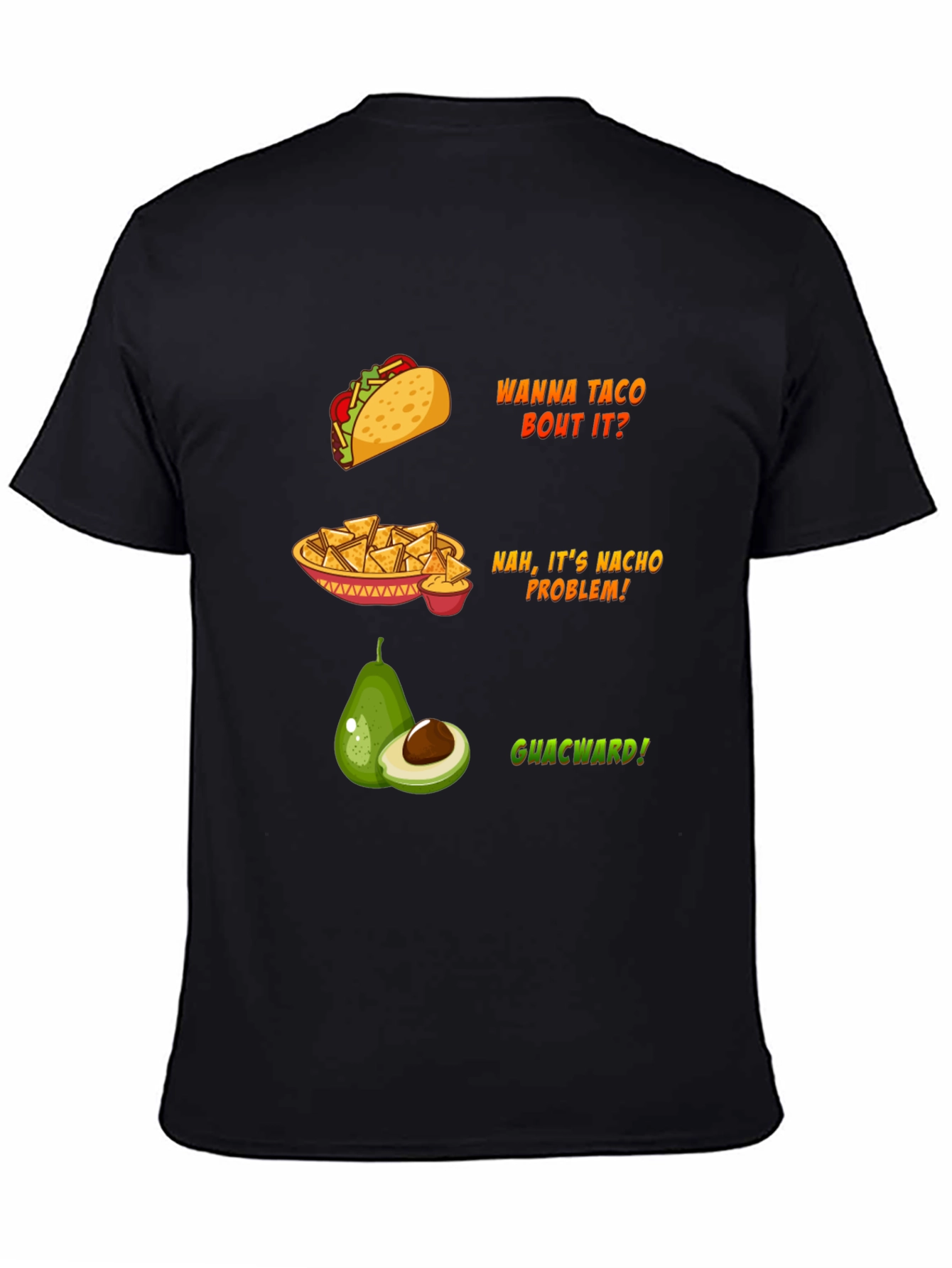 Black Funny Food Puns Black T-Shirt view 4
