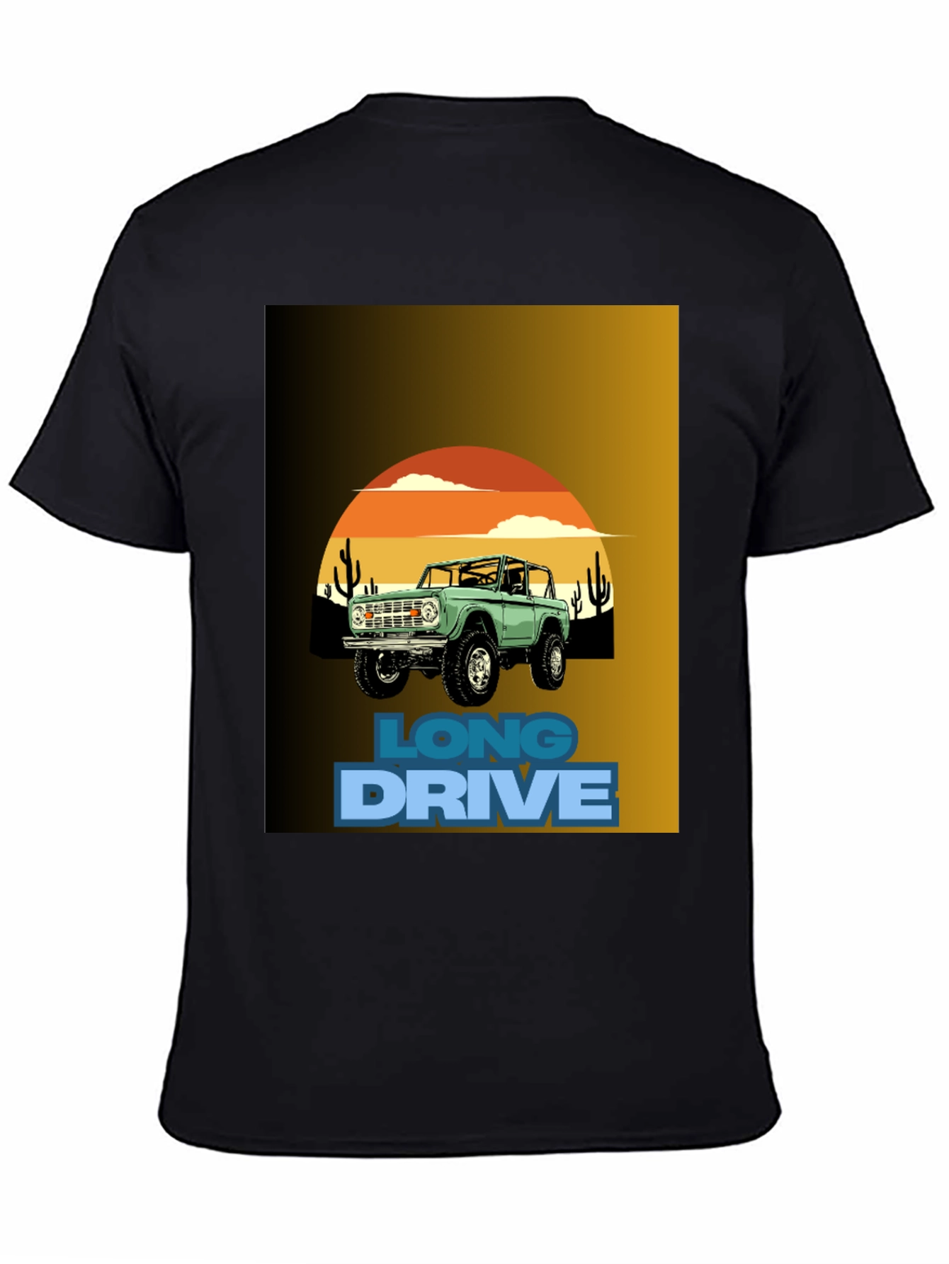 Black Long Drive Graphic Tee - Desert Bronco Design view 4