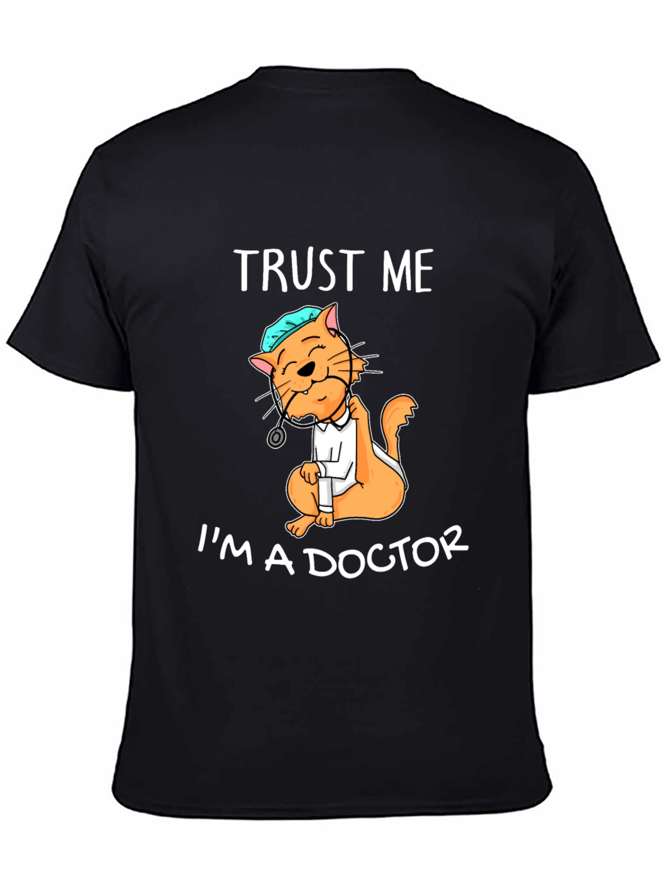 Black Trust Me I'm A Doctor Cat Graphic T-Shirt view 4