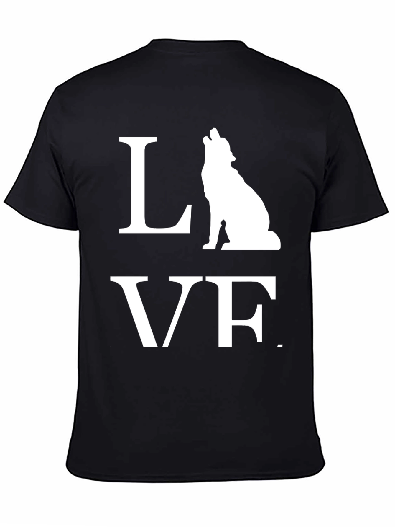 Black Wolf LOVE Graphic Tee - Men's Black T-Shirt view 4