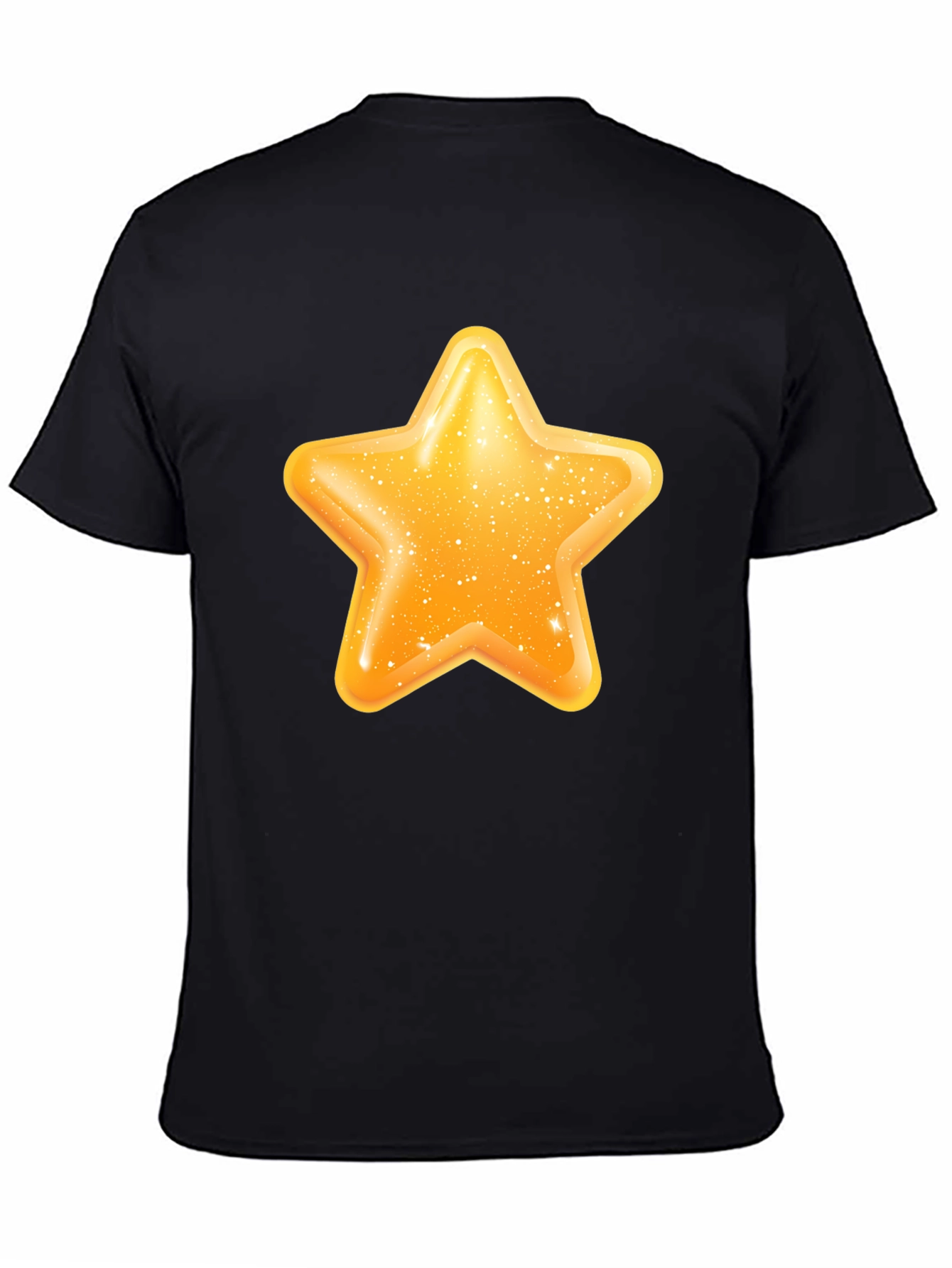 Black Shiny Star Graphic Black T-Shirt view 4