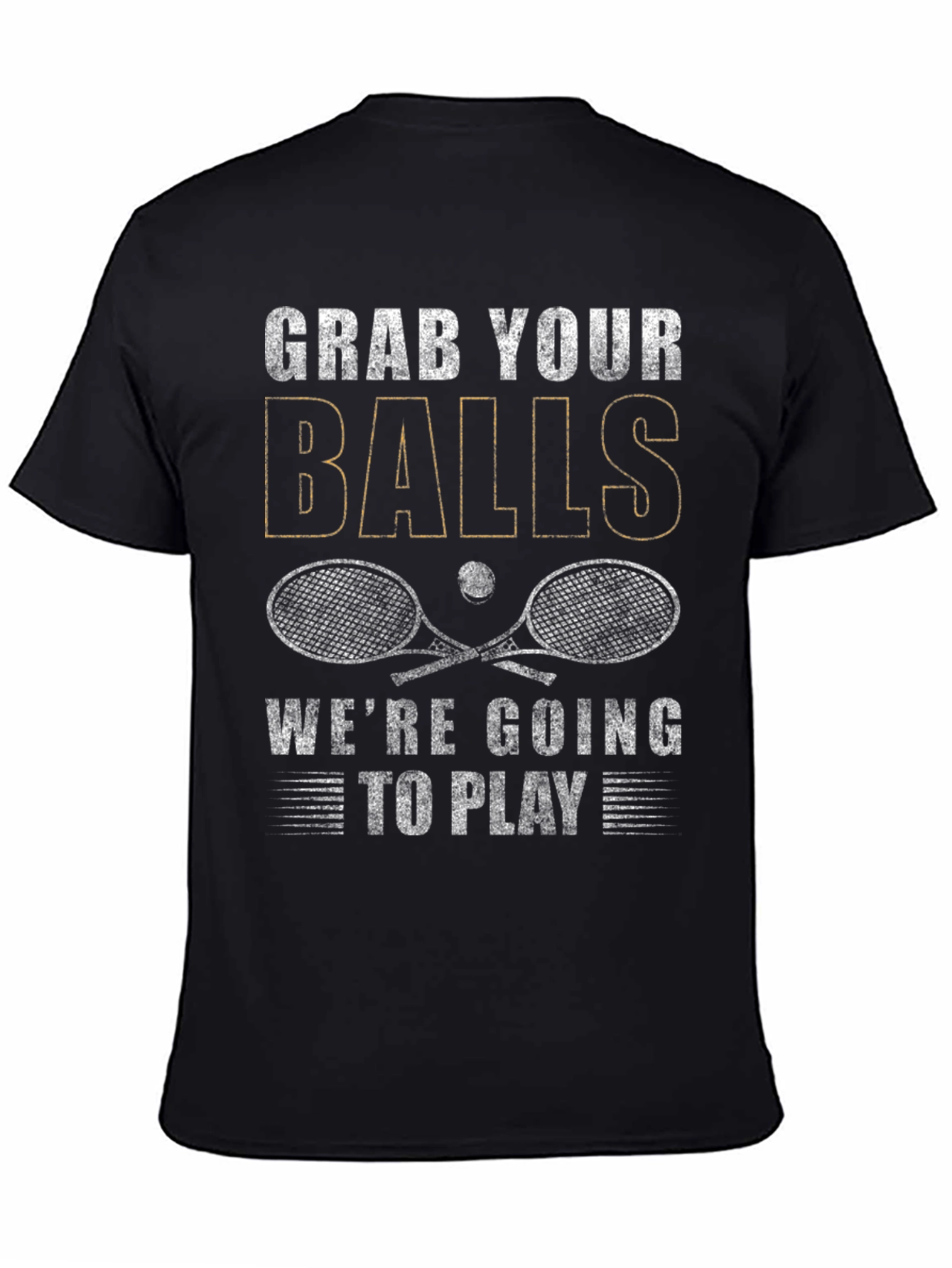 Black Grab Your Balls T-Shirt - Tennis Graphic Tee view 4