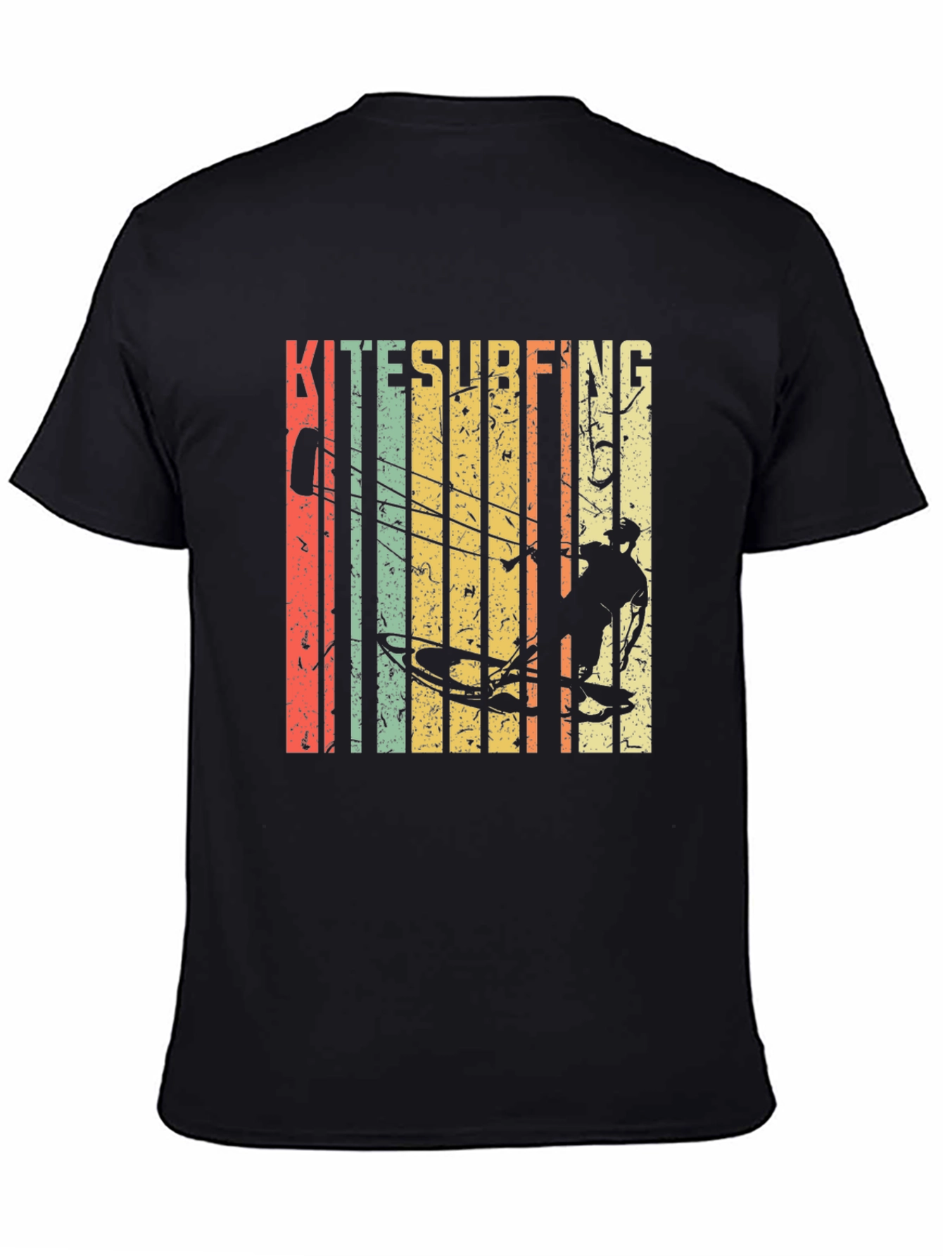Black Kitesurfing Graphic Tee - Retro Style Surf Shirt view 4