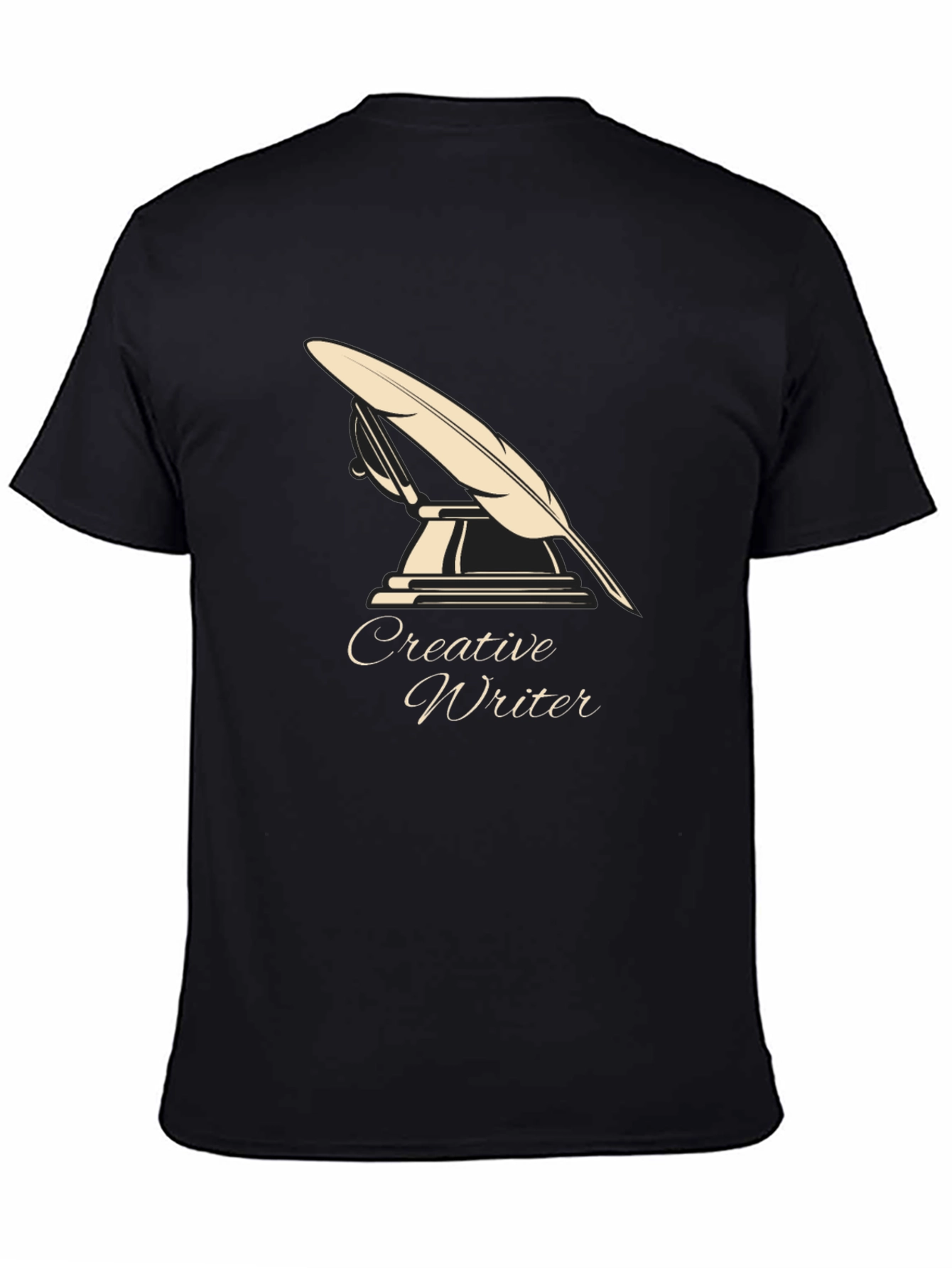 Black Creative Writer T-Shirt - Quill Design view 4