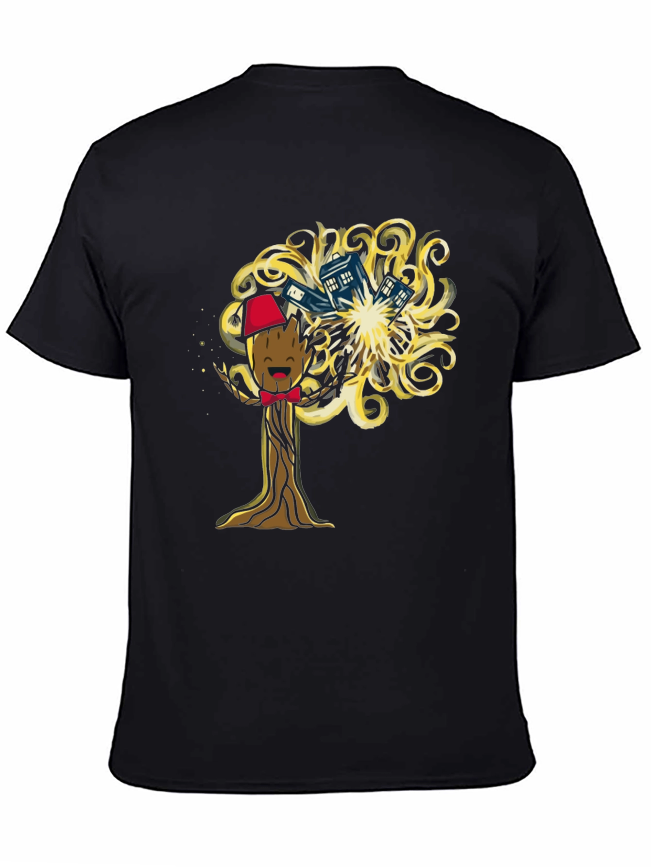 Black Dr Who Groot Mashup T-Shirt view 4