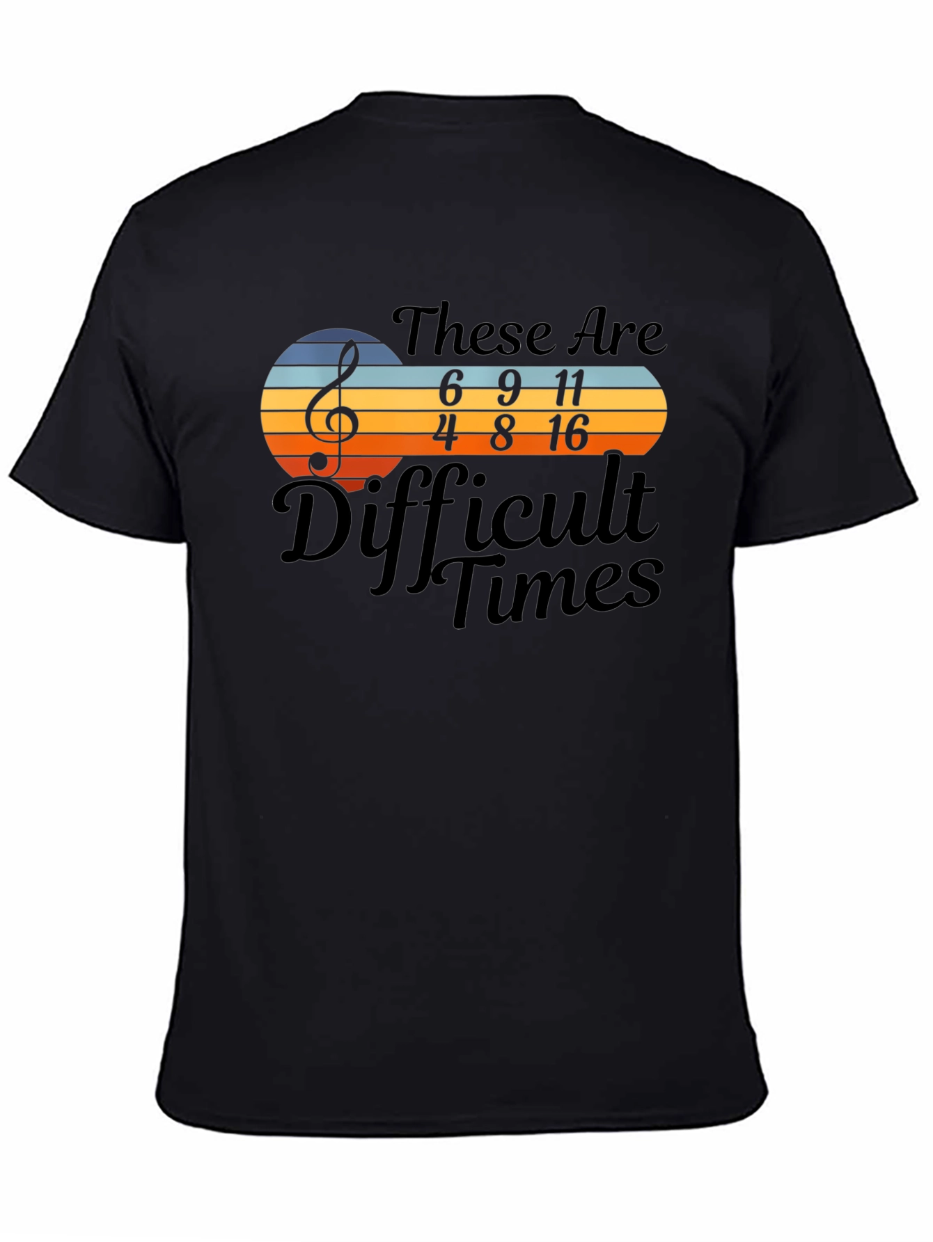 Black Difficult Times Music Math T-Shirt view 4