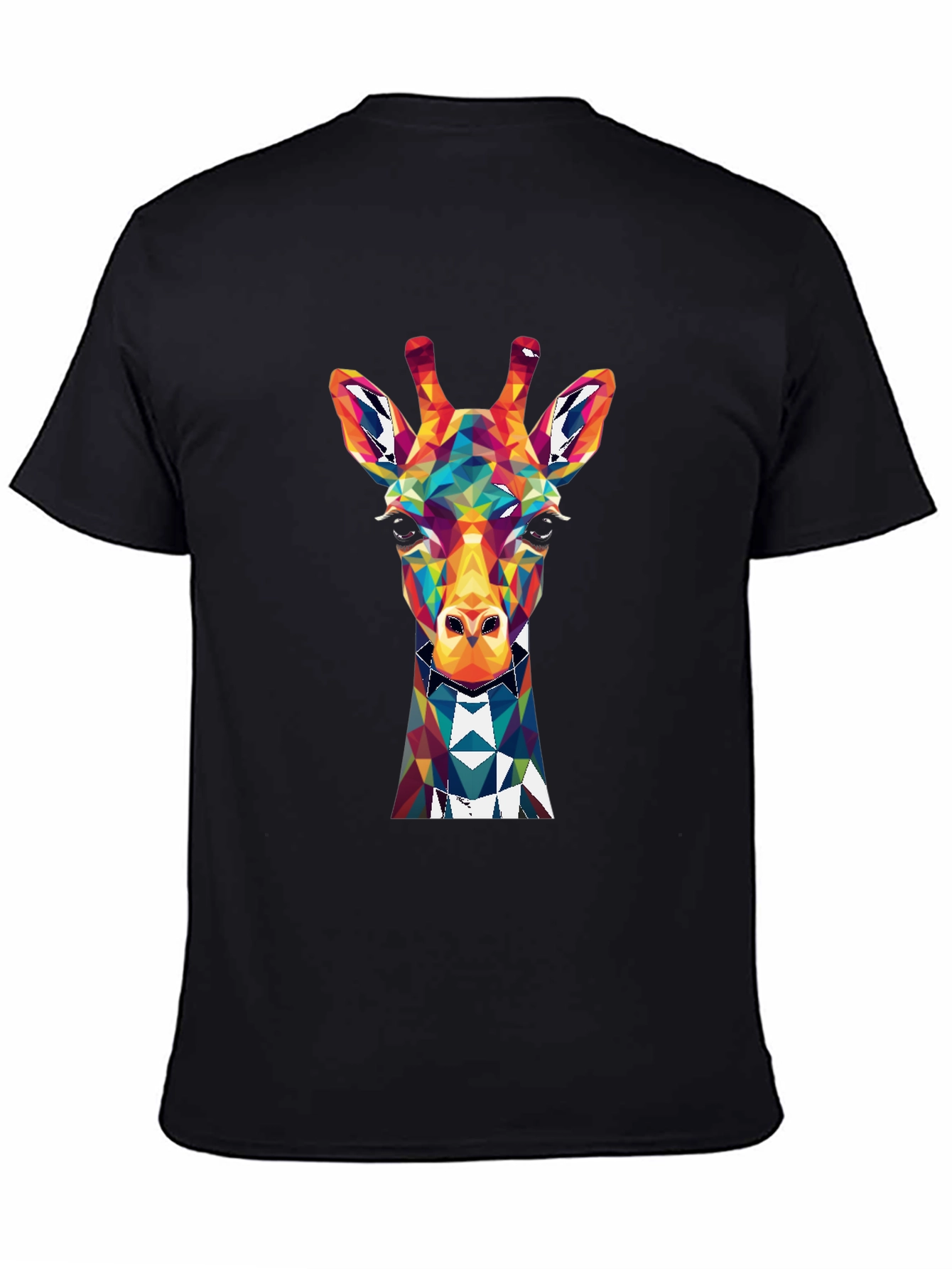 Black Geometric Giraffe Graphic Tee - Men's Black T-Shirt view 4
