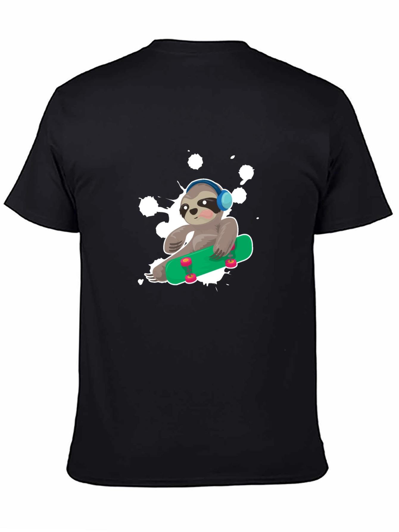 Black Sloth Skateboard Graphic T-Shirt - Trendy Casual Wear view 4