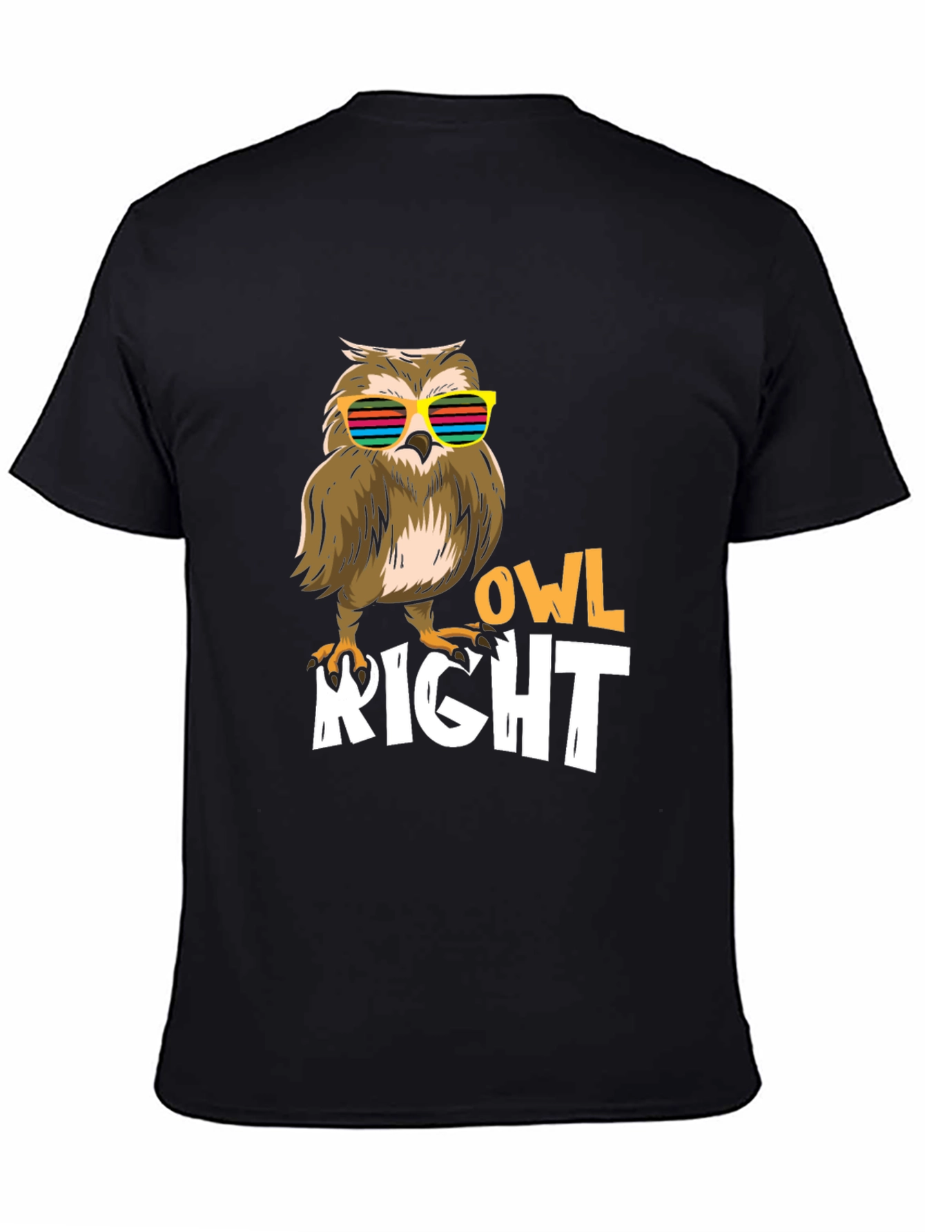 Black Cool Owl Right T-Shirt view 4
