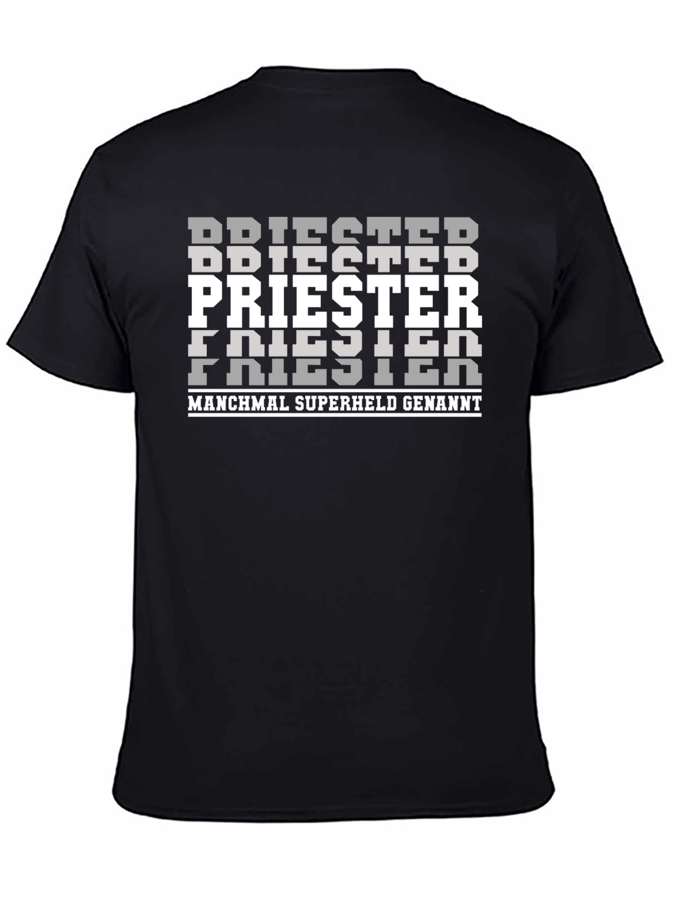 Black Priester Superheld T-Shirt view 4