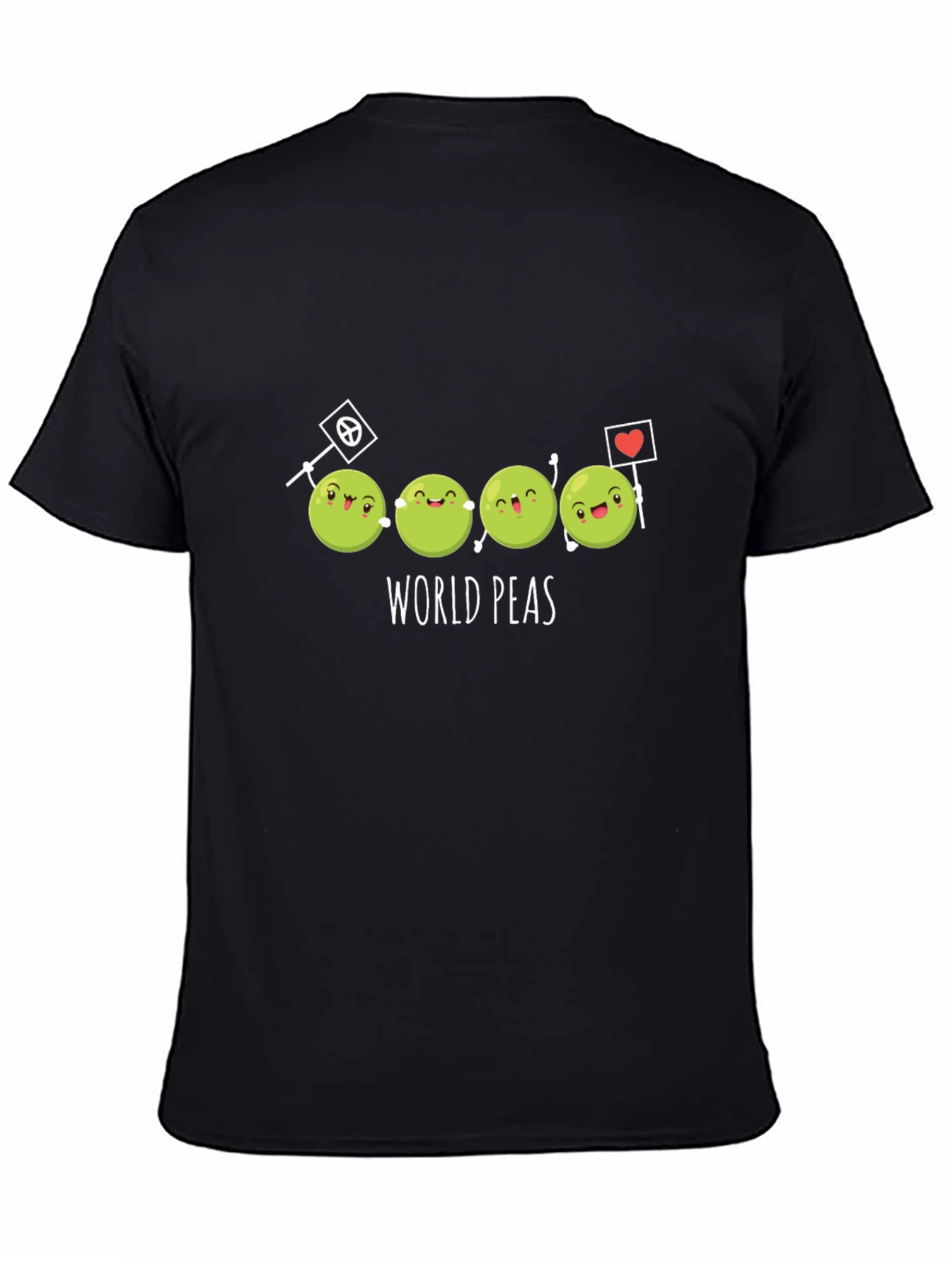 Black World Peas T-Shirt - Funny Cartoon Graphic Tee view 4