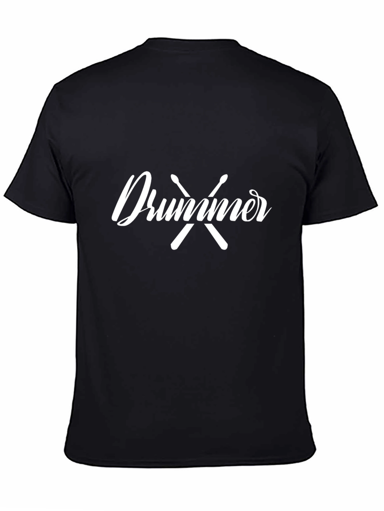 Black Drummer T-Shirt - Classic Black Crew Neck view 4