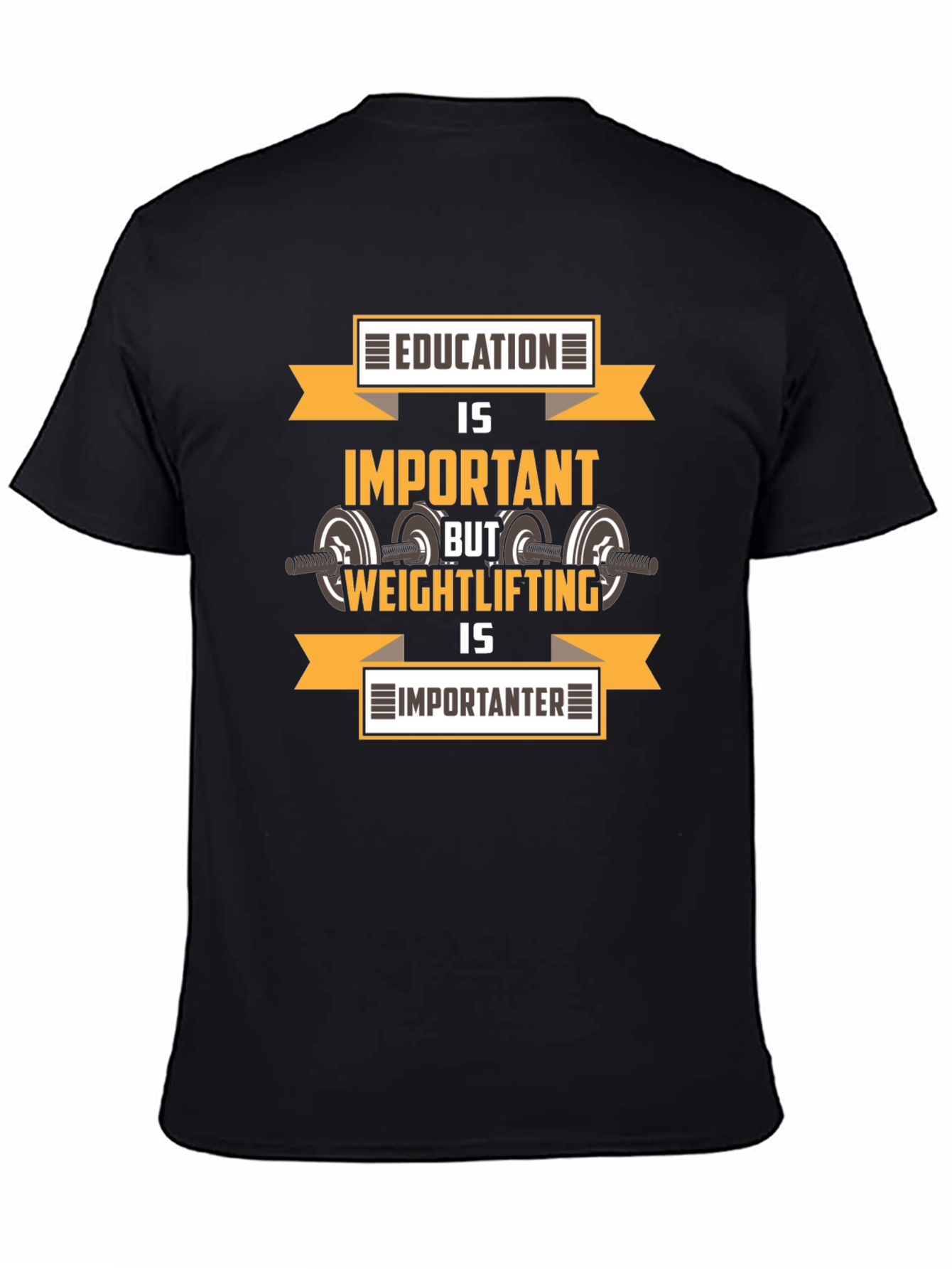 Black Education vs. Weightlifting Graphic T-Shirt view 4