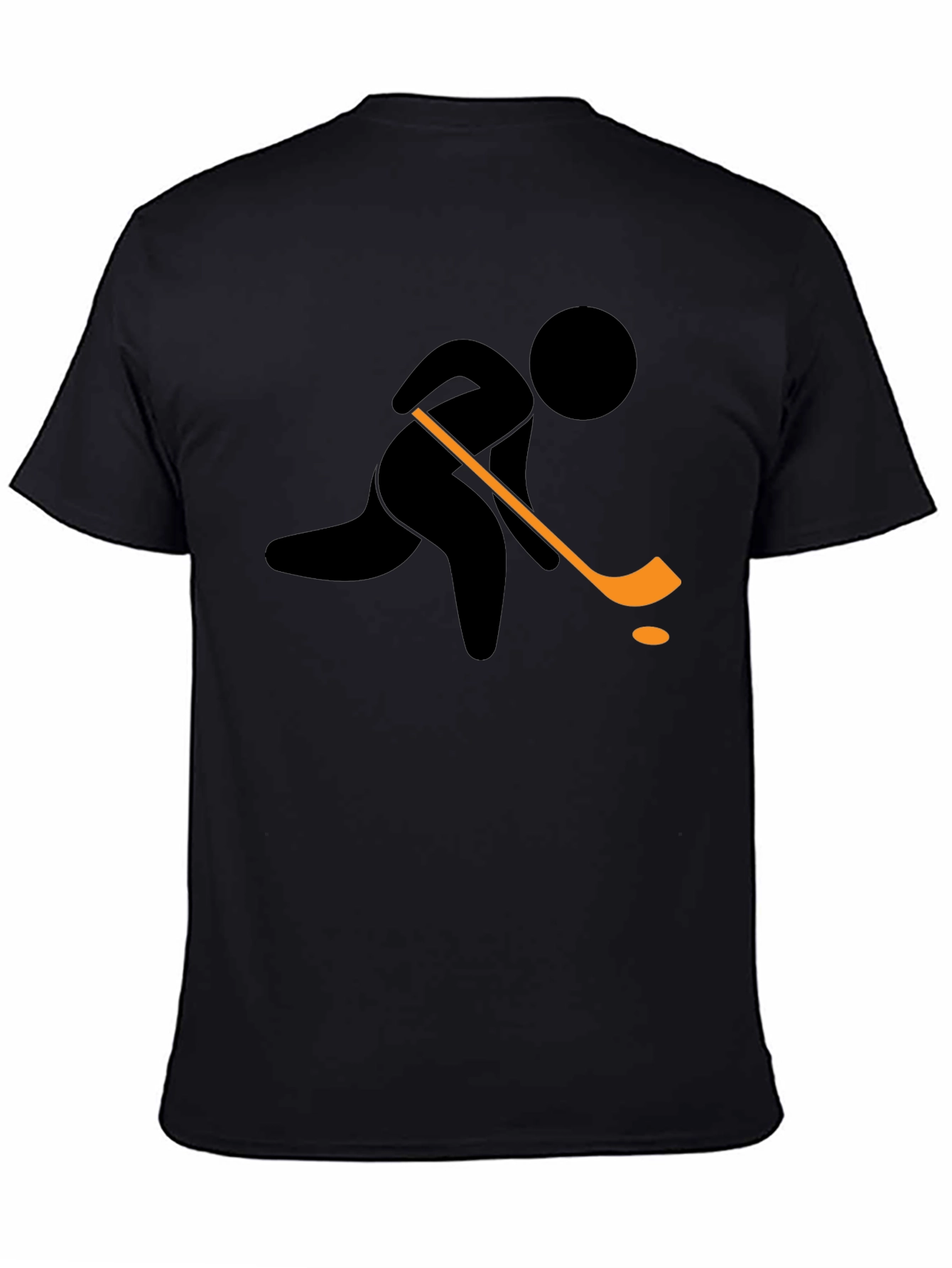 Black Hockey Player Graphic T-Shirt - Black Cotton Tee view 4