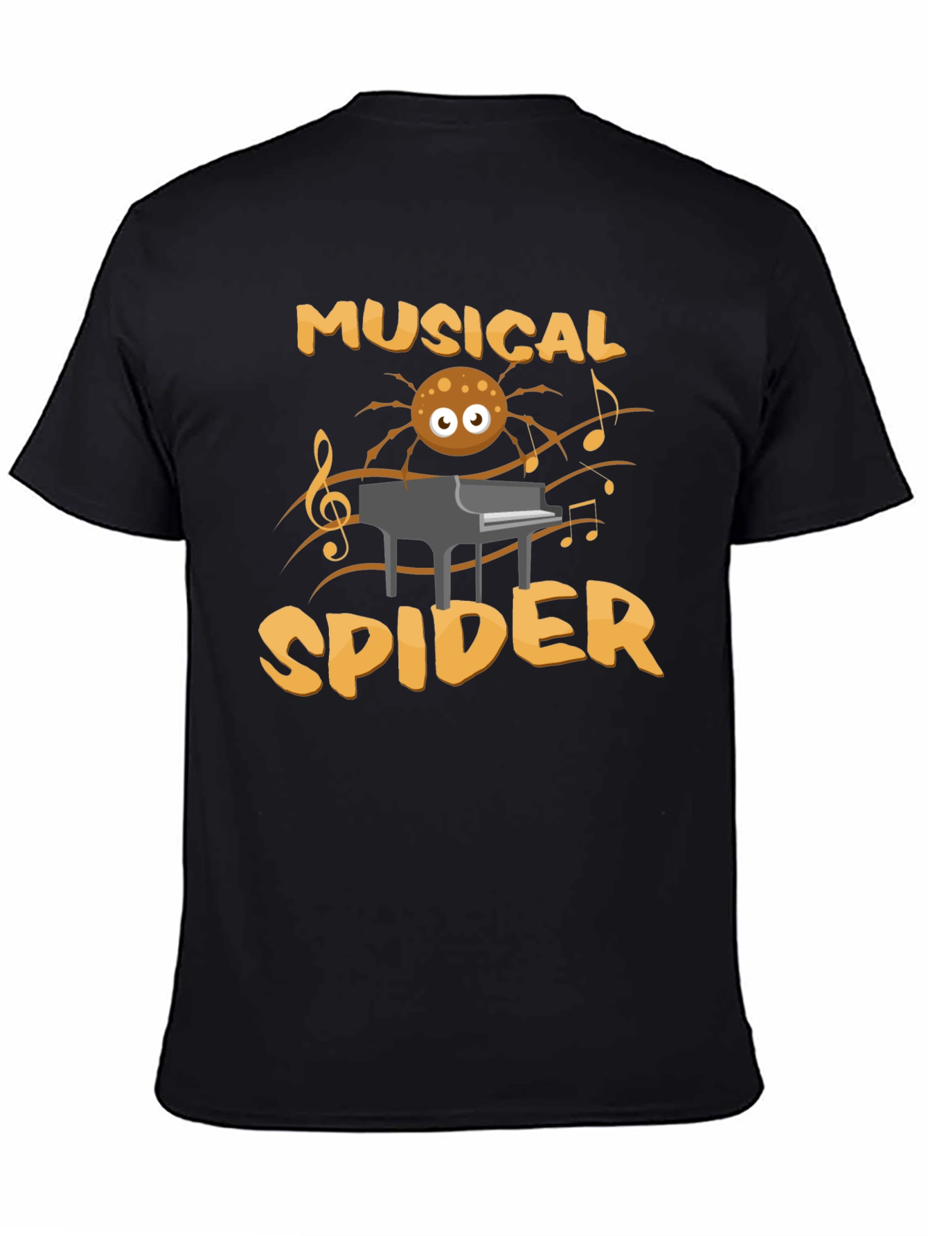 Black Musical Spider T-Shirt - Funny Graphic Tee view 4
