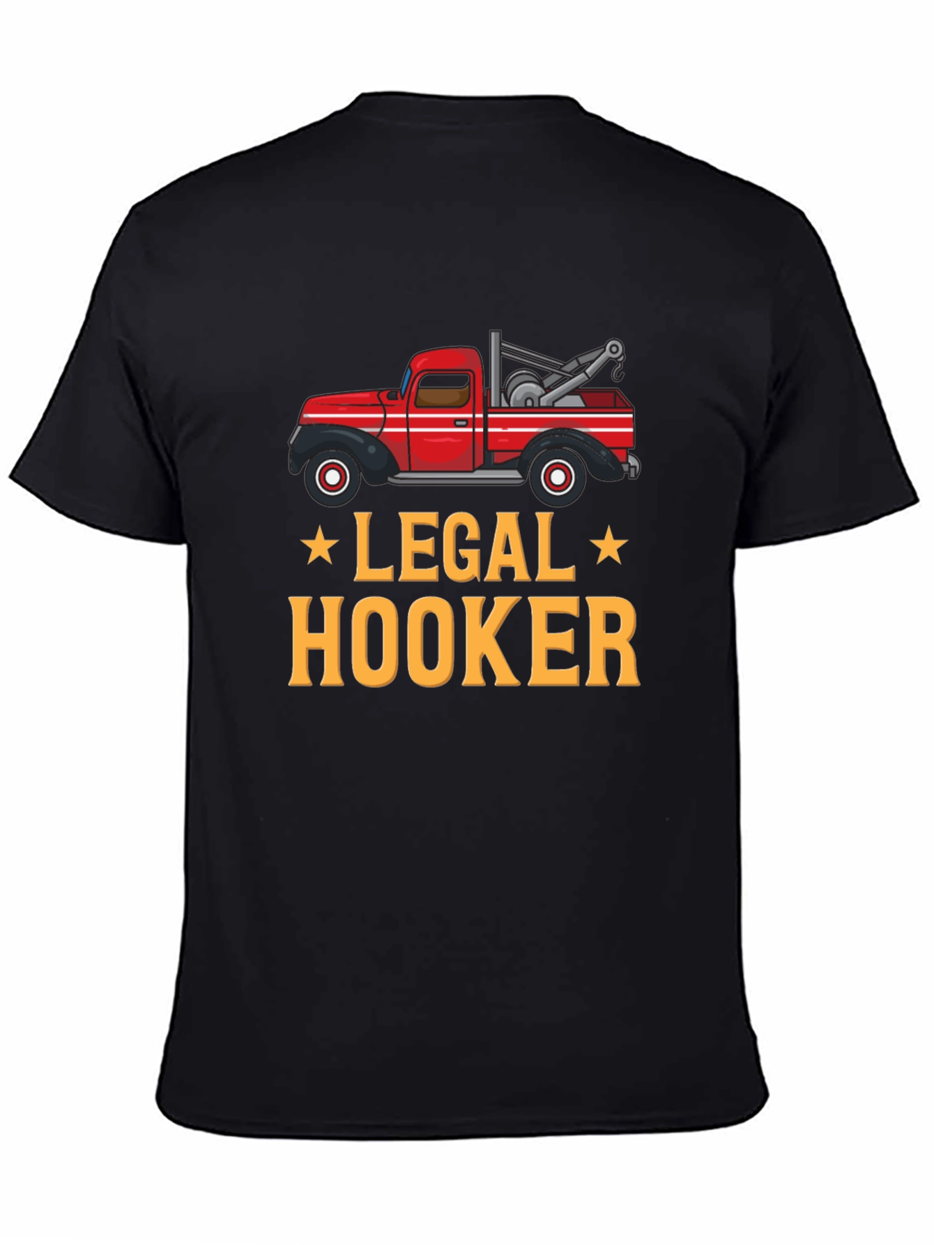 Black Legal Hooker Tow Truck Graphic T-Shirt view 4
