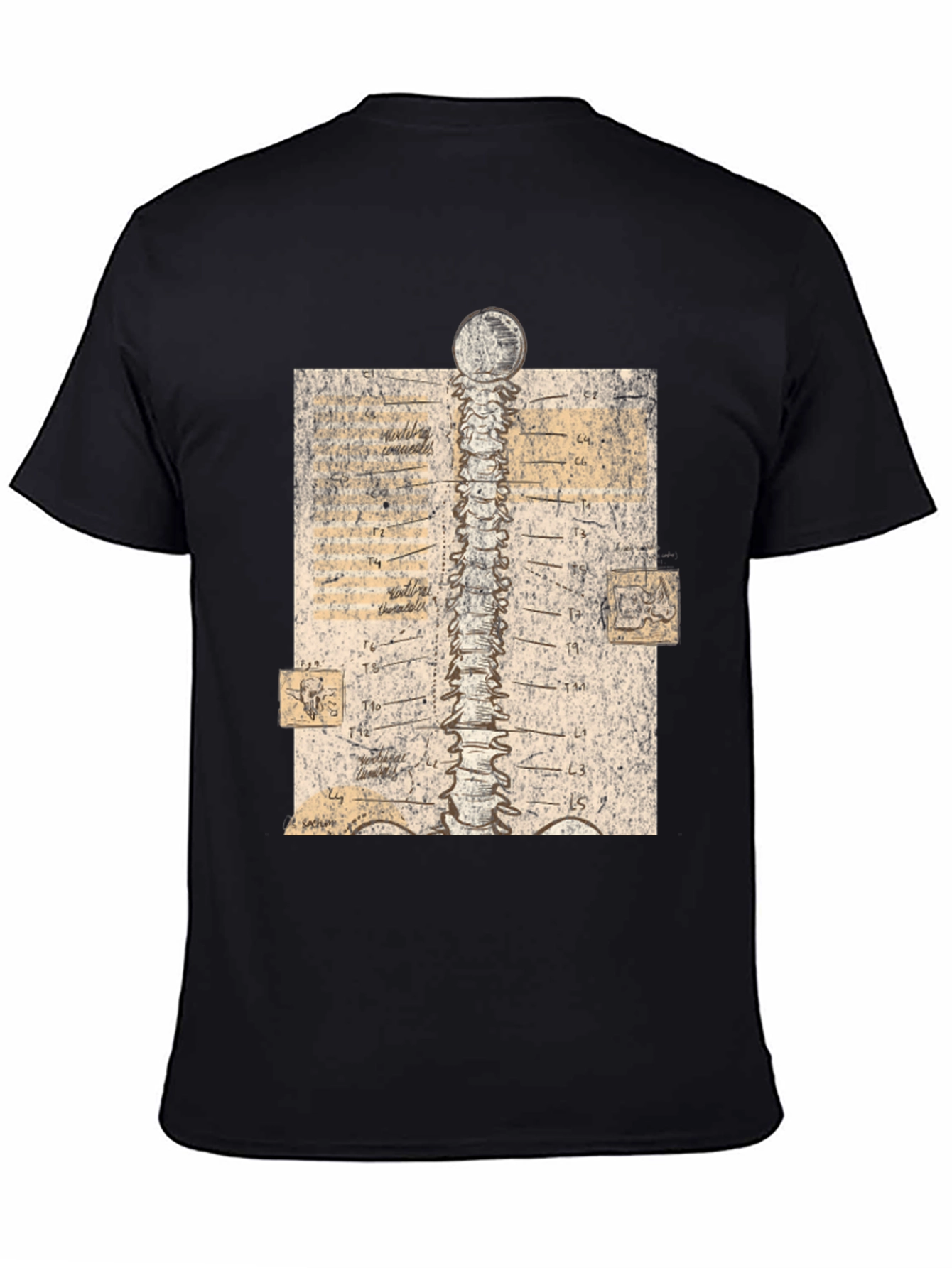 Black Anatomical Spine Graphic Tee - Black view 4