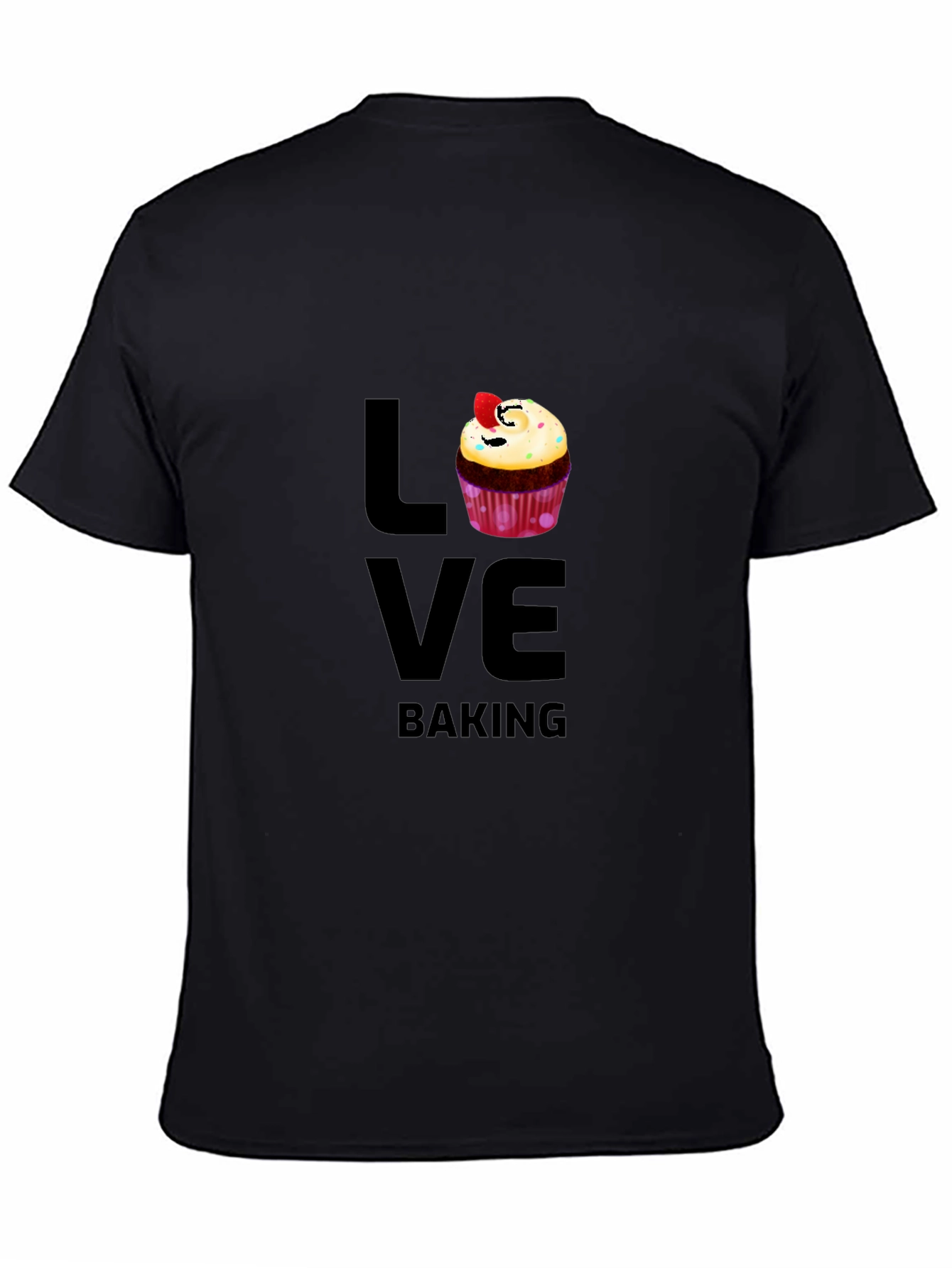Black Love Baking Graphic T-Shirt - Cute Cupcake Design view 4