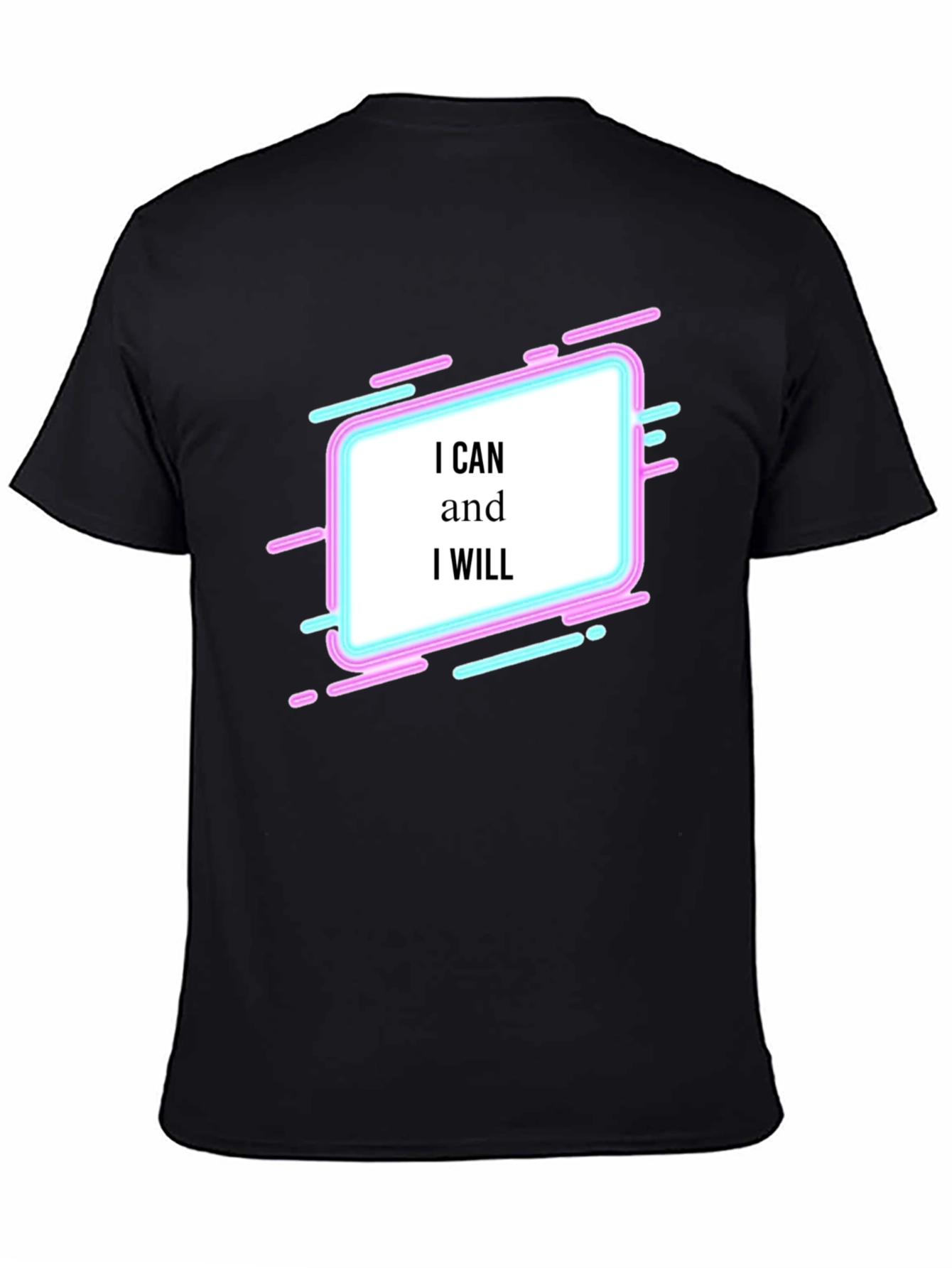 Black Motivational Graphic Tee - I Can and I Will T-Shirt view 4