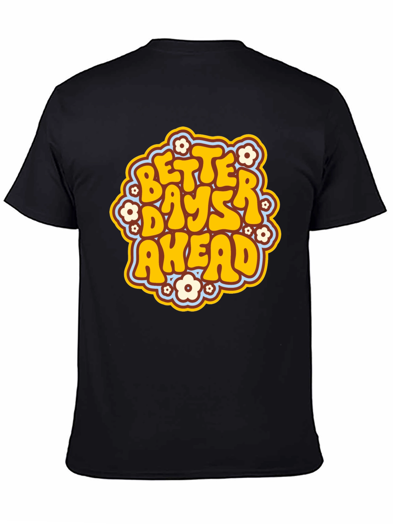 Black Better Days Ahead Retro Graphic T-Shirt view 4