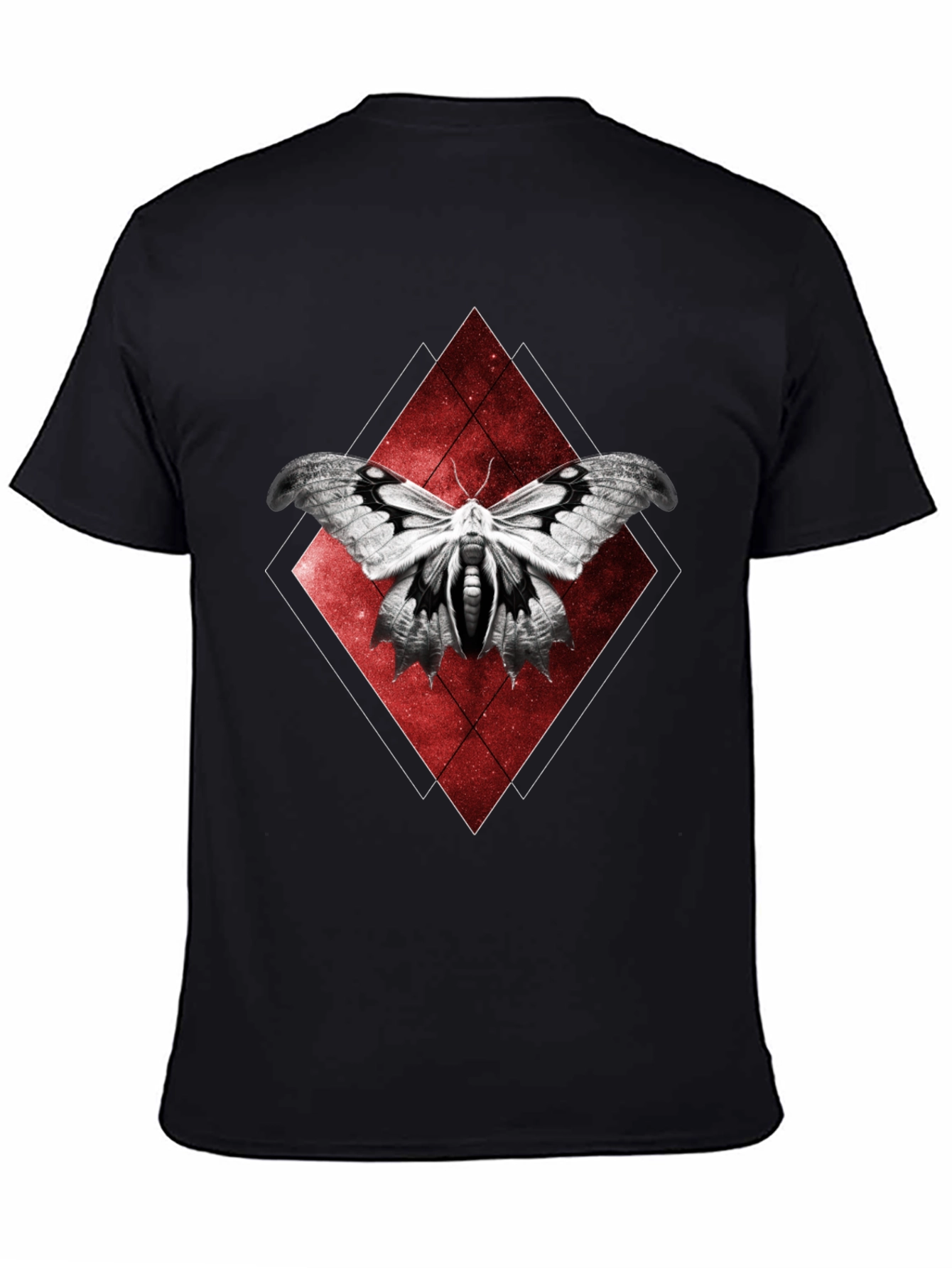 Black Moth Graphic Tee - Black Cotton Diamond Design view 4
