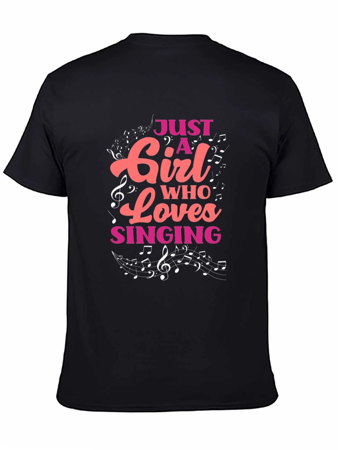 Black Just A Girl Who Loves Singing T-Shirt view 4