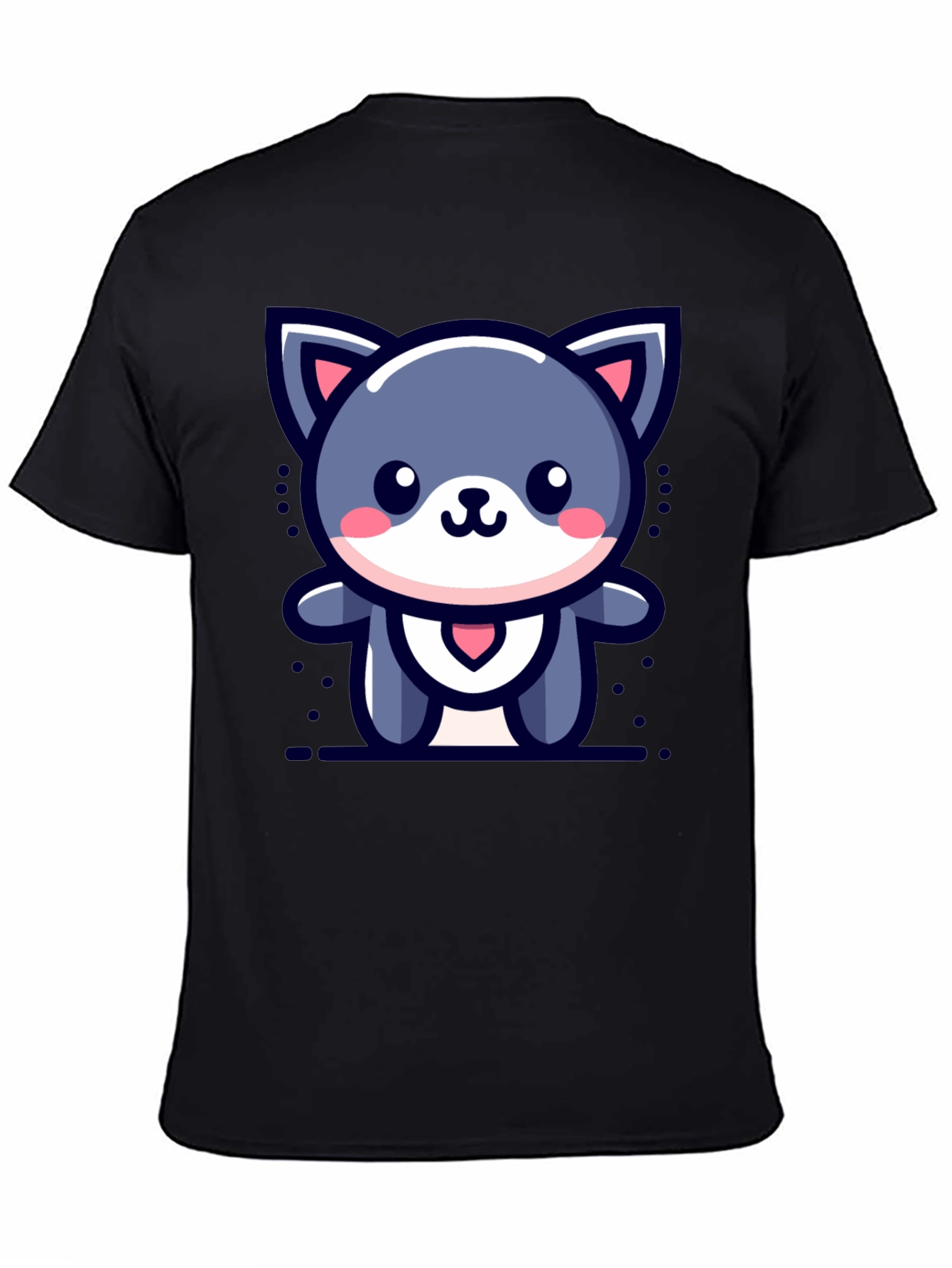 Black Cute Cartoon Cat Graphic T-Shirt view 4