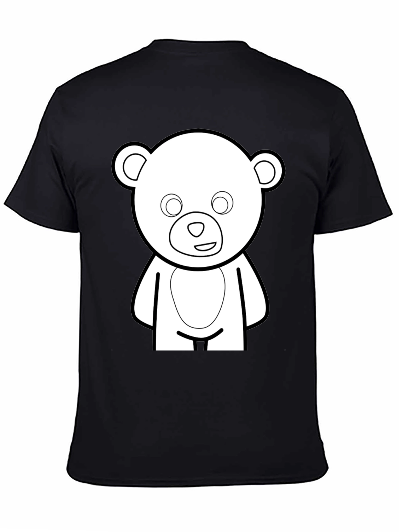 Black Cute Teddy Bear Graphic Black T-Shirt view 4